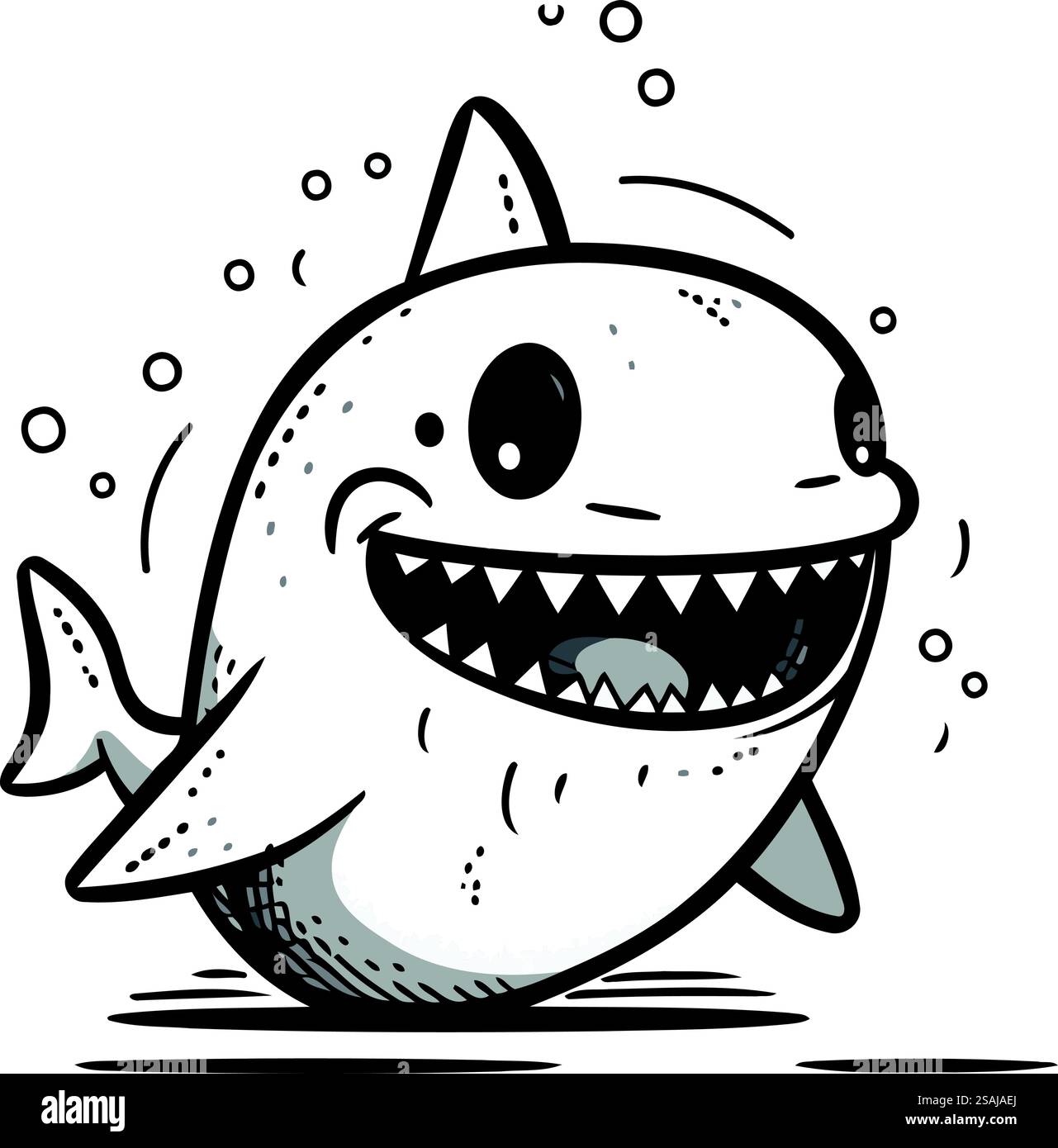 Mignon dessin animé de requin. Illustration vectorielle dans le style doodle. Illustration de Vecteur