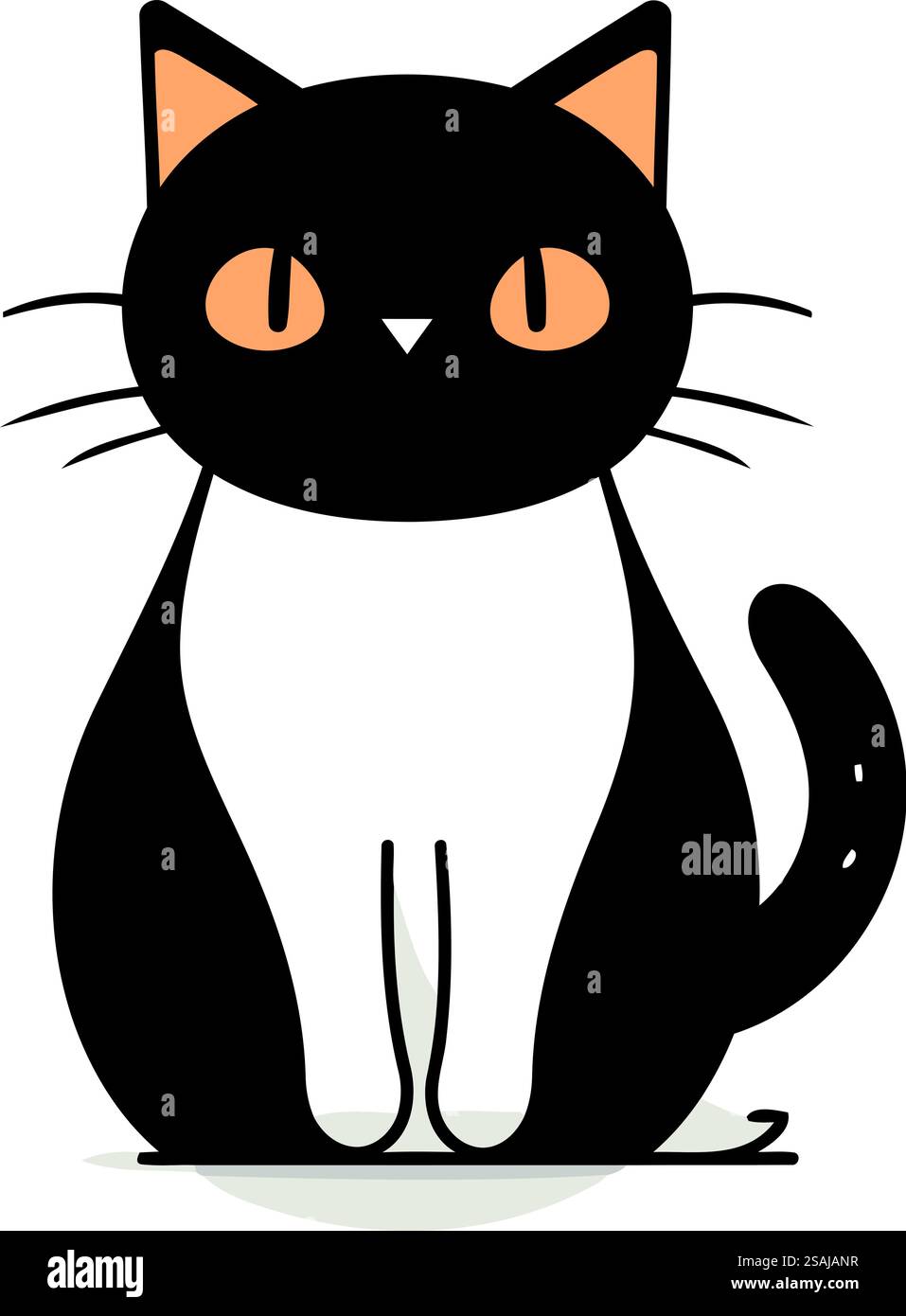 Illustration vectorielle de dessin animé de chat mignon. Personnage de chat noir et blanc. Illustration de Vecteur