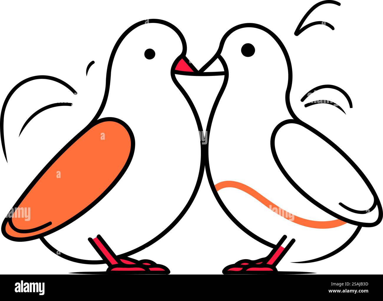 Deux pigeons amoureux. Concept d'amour. Illustration vectorielle dans le style de ligne fine. Illustration de Vecteur Deux pigeons amoureux. Concept d'amour. Illustration vectorielle dans le style de ligne fine. Illustration de Vecteur