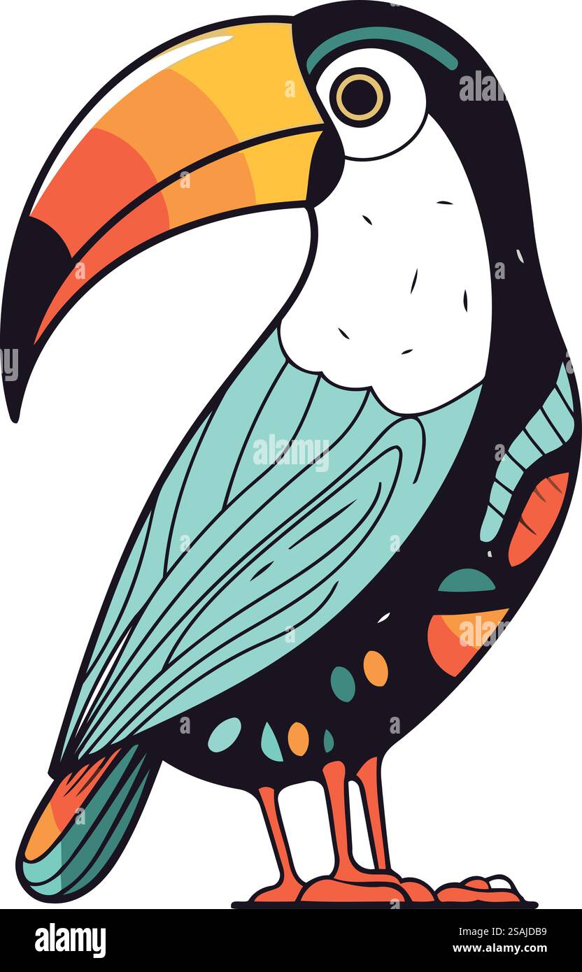 Oiseau toucan. Illustration vectorielle isolée sur fond blanc. Illustration de Vecteur