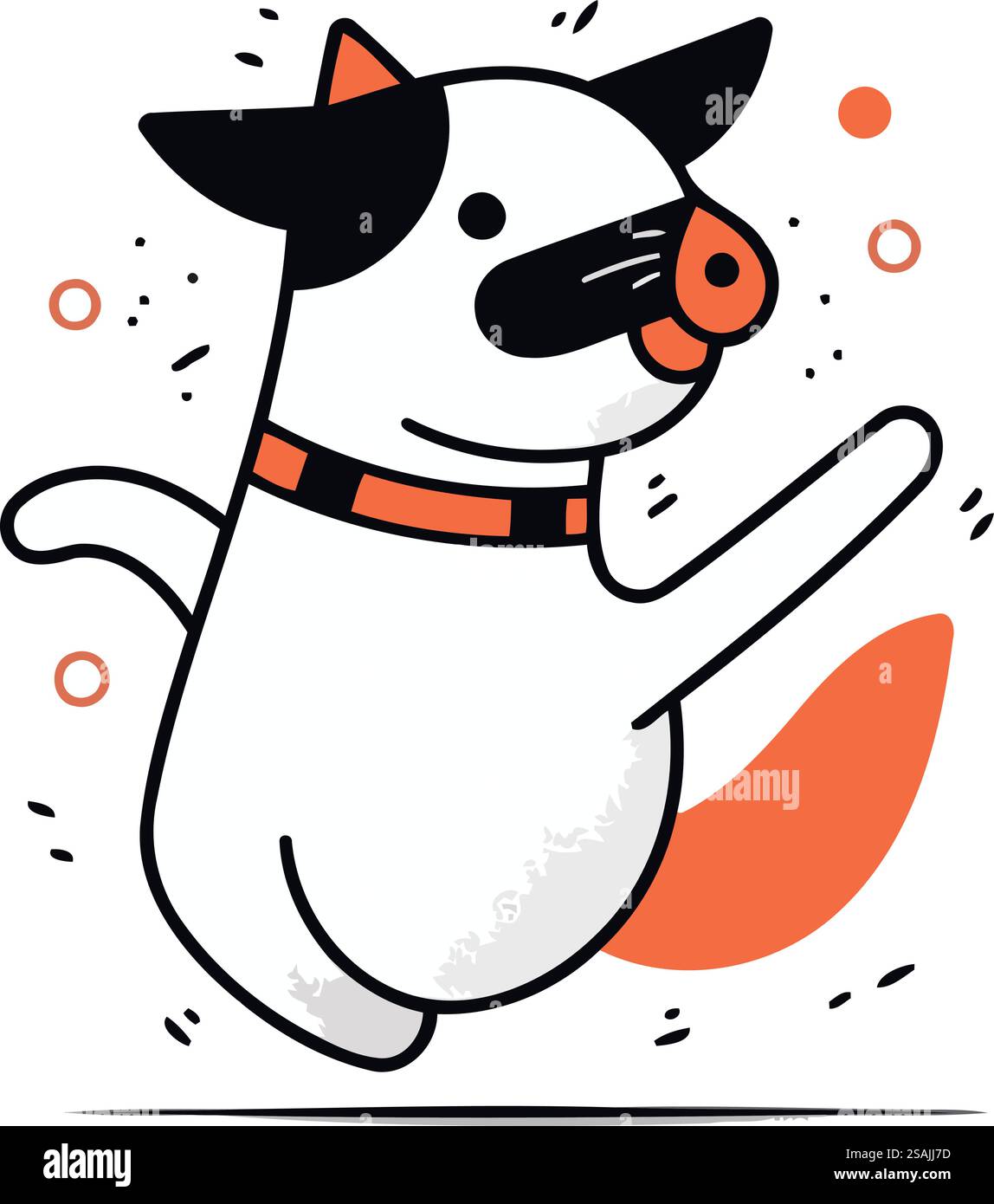 Chien mignon courant et sautant. Illustration vectorielle dans le style plat. Illustration de Vecteur