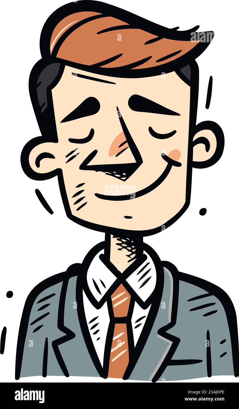 Illustration vectorielle d'un homme heureux dans un costume d'affaires et cravate. Illustration de Vecteur