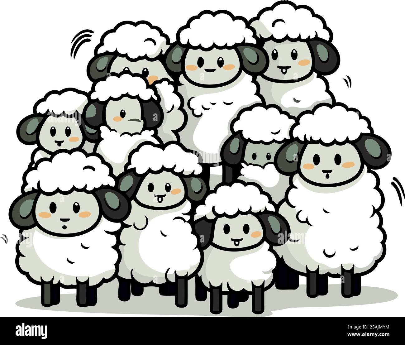 Famille de moutons sur un fond blanc. Illustration vectorielle. spe 10 Illustration de Vecteur