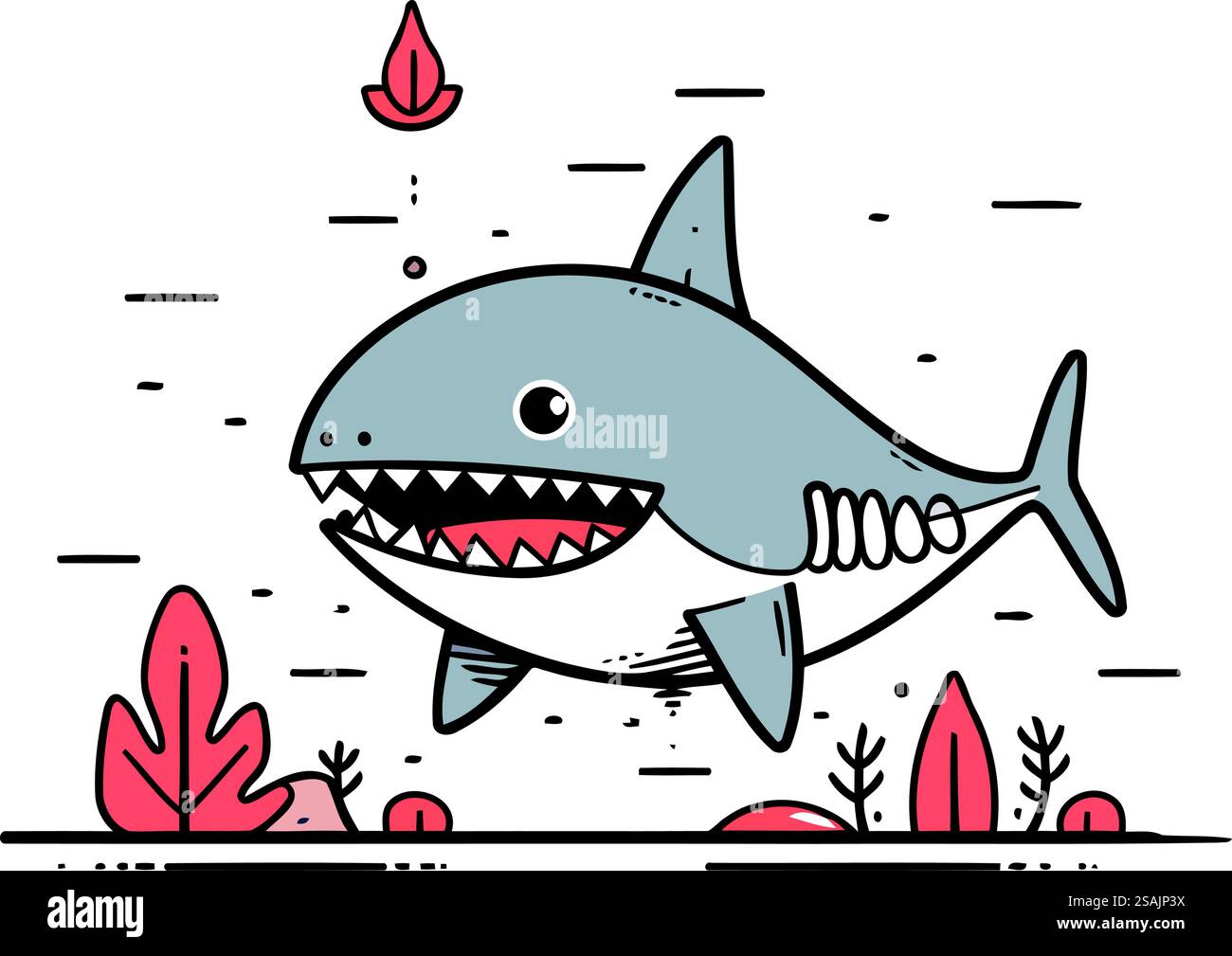 Illustration vectorielle de dessin animé requin. Joli motif requin plat. Illustration de Vecteur