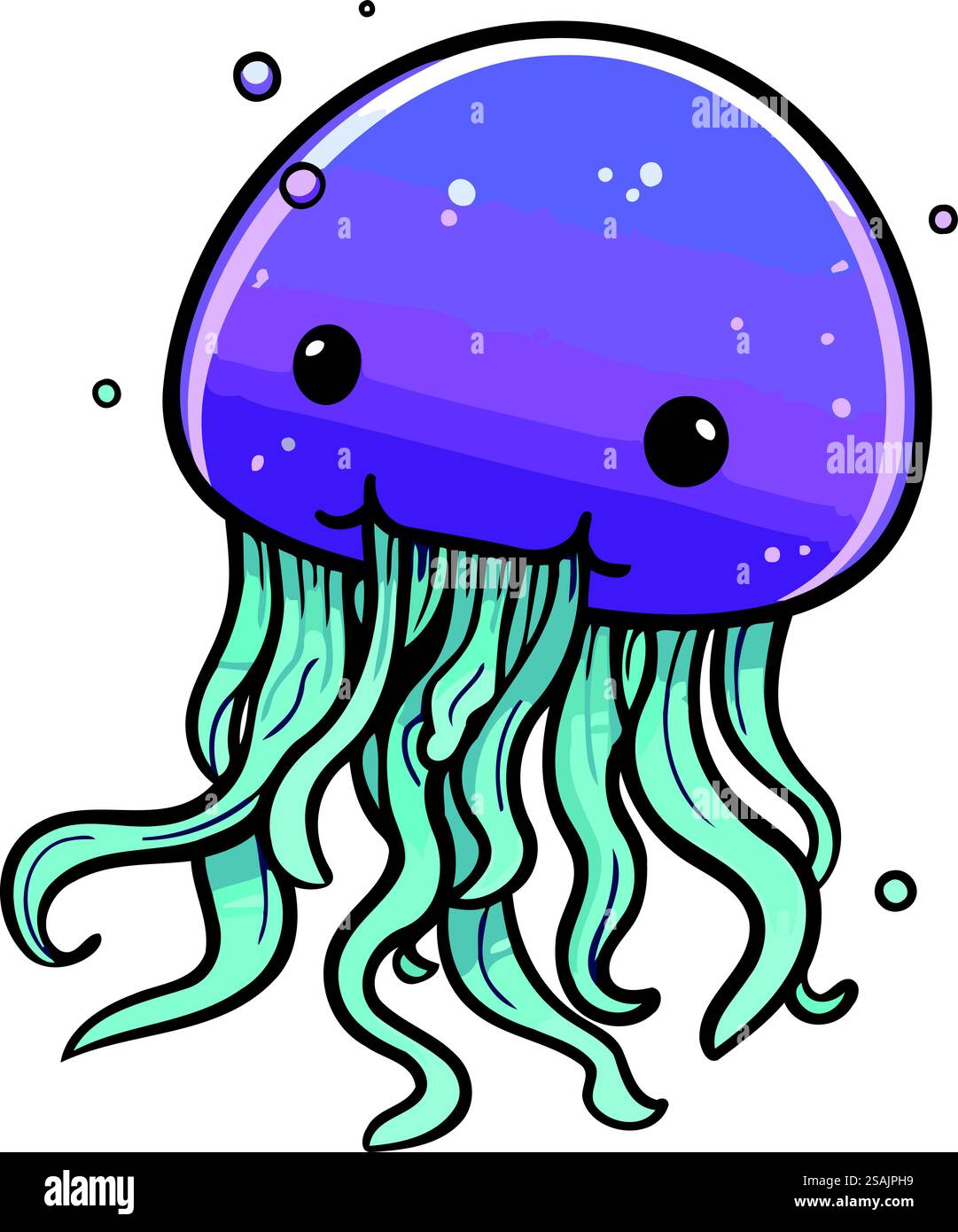 Mignon méduse de dessin animé. Illustration vectorielle d'un animal marin. Illustration de Vecteur