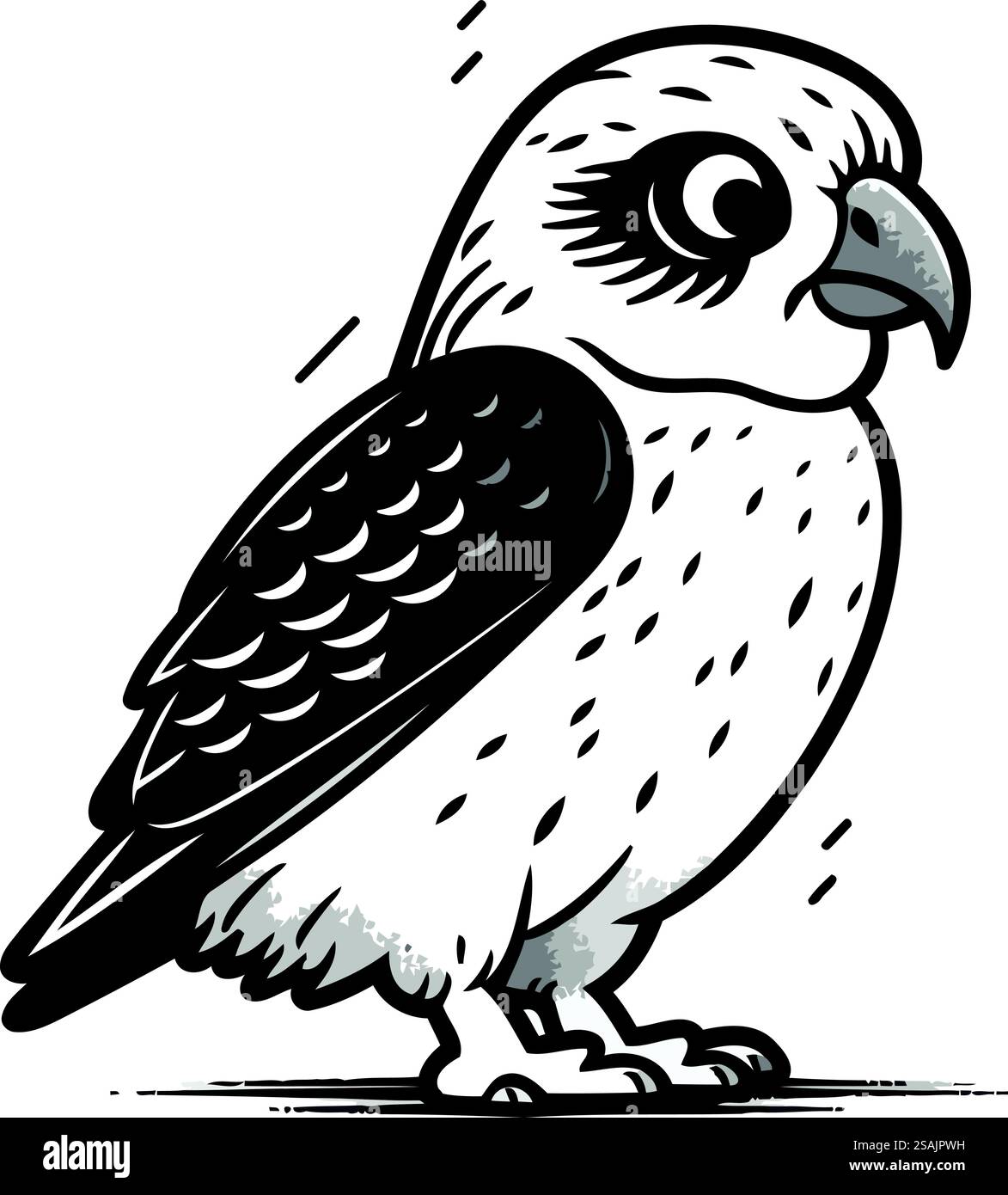 Illustration d'un hibou noir et blanc sur fond blanc. Illustration de Vecteur