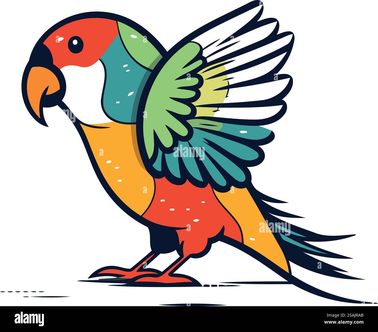 Perroquet coloré isolé sur un fond blanc. Illustration vectorielle. Illustration de Vecteur