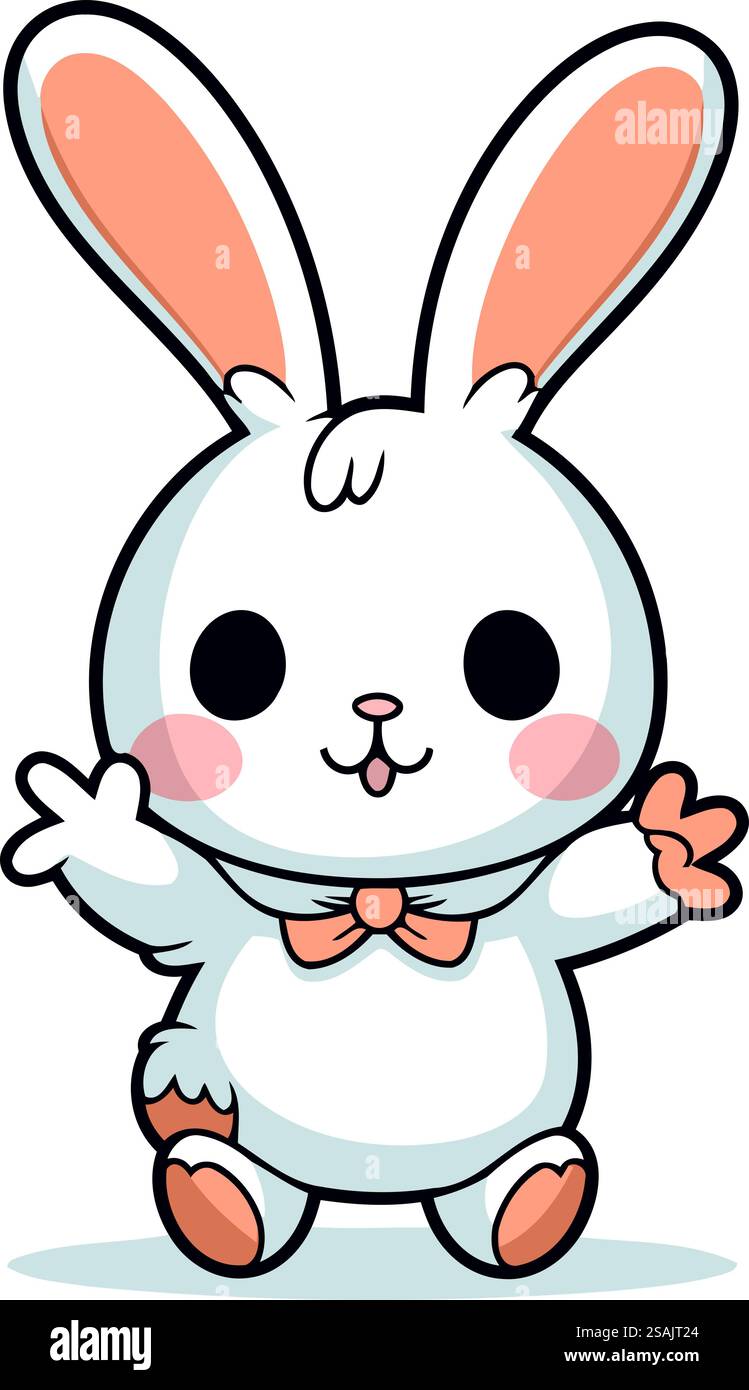 Dessin animé de personnage de lapin. Animal mignon mascotte. Illustration vectorielle. Illustration de Vecteur