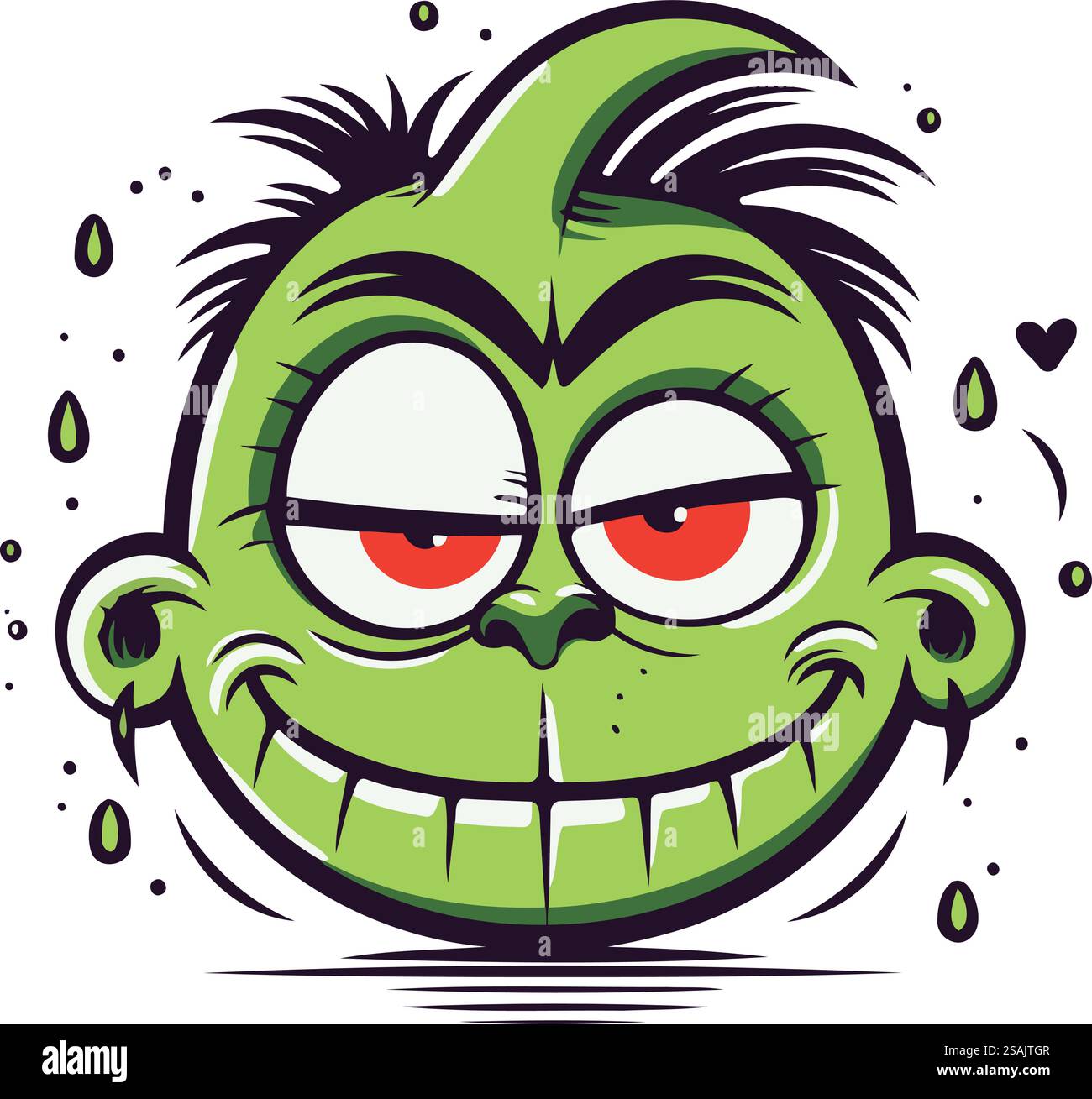 Visage de zombie. illustration vectorielle isolée sur fond blanc. Mignon monstre de bande dessinée. Illustration de Vecteur