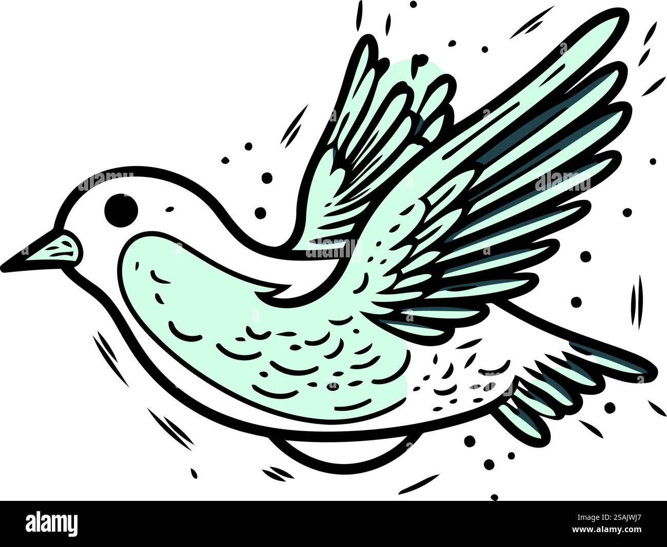 Colombe de paix. Illustration vectorielle de doodle dessinée à la main. Illustration de Vecteur