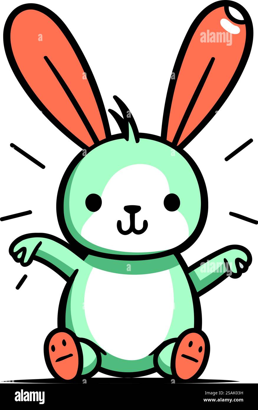 Mignon personnage de lapin de dessin animé. Illustration vectorielle d'un lapin mignon. Illustration de Vecteur