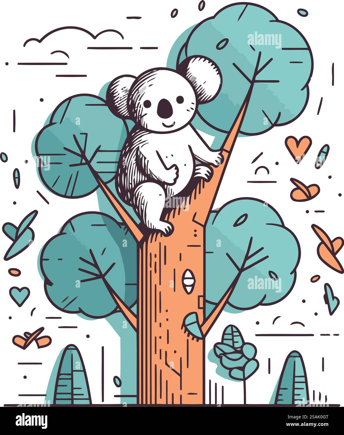 Mignon koala assis sur un arbre. Illustration vectorielle dans un style linéaire. Illustration de Vecteur Mignon koala assis sur un arbre. Illustration vectorielle dans un style linéaire. Illustration de Vecteur