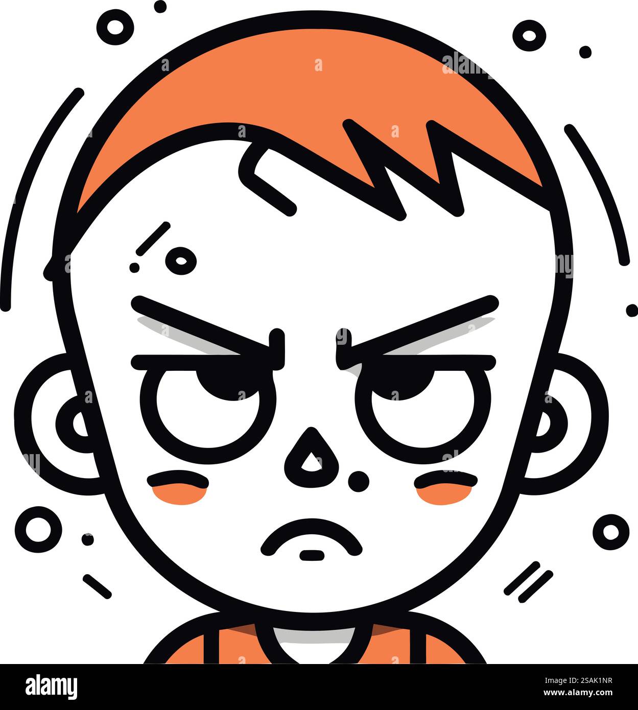 Illustration vectorielle de visage de garçon triste. Mignon personnage triste de garçon de dessin animé. Illustration de Vecteur
