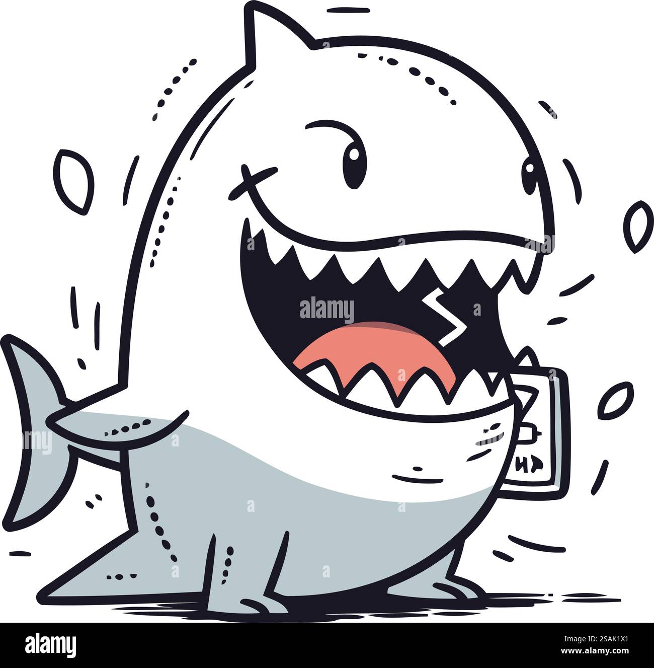 Requin avec préservatif. Illustration vectorielle dans le style doodle. Illustration de Vecteur