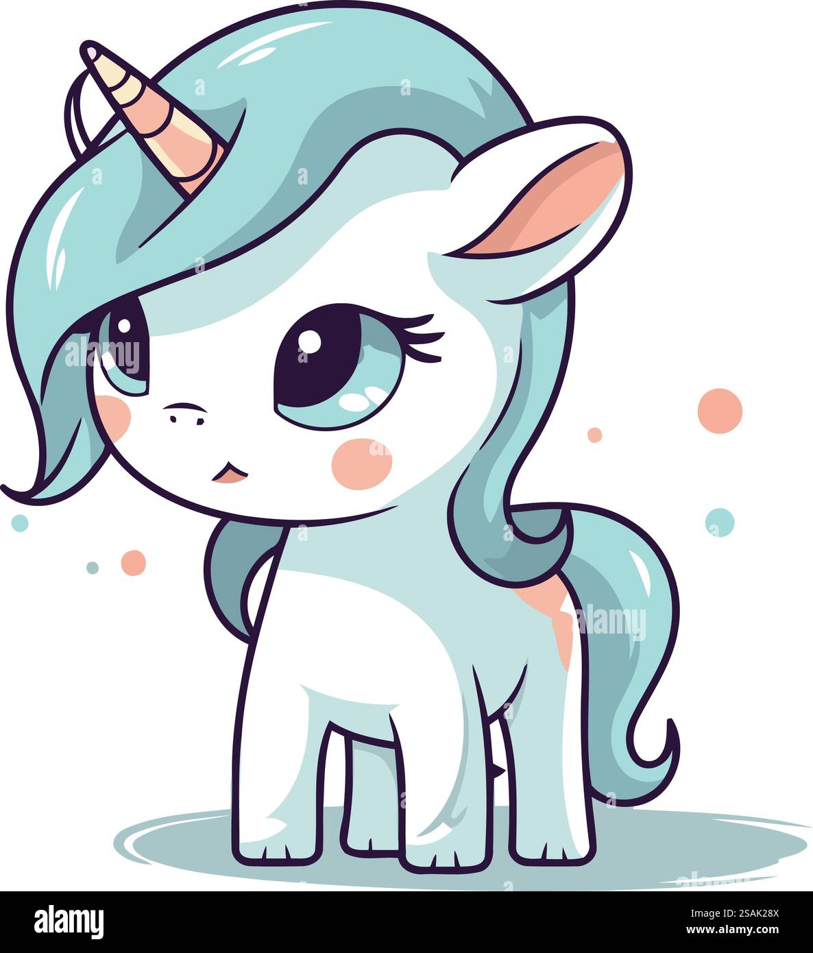 licorne mignon isolé sur fond blanc. Illustration vectorielle. Style dessin animé. Illustration de Vecteur