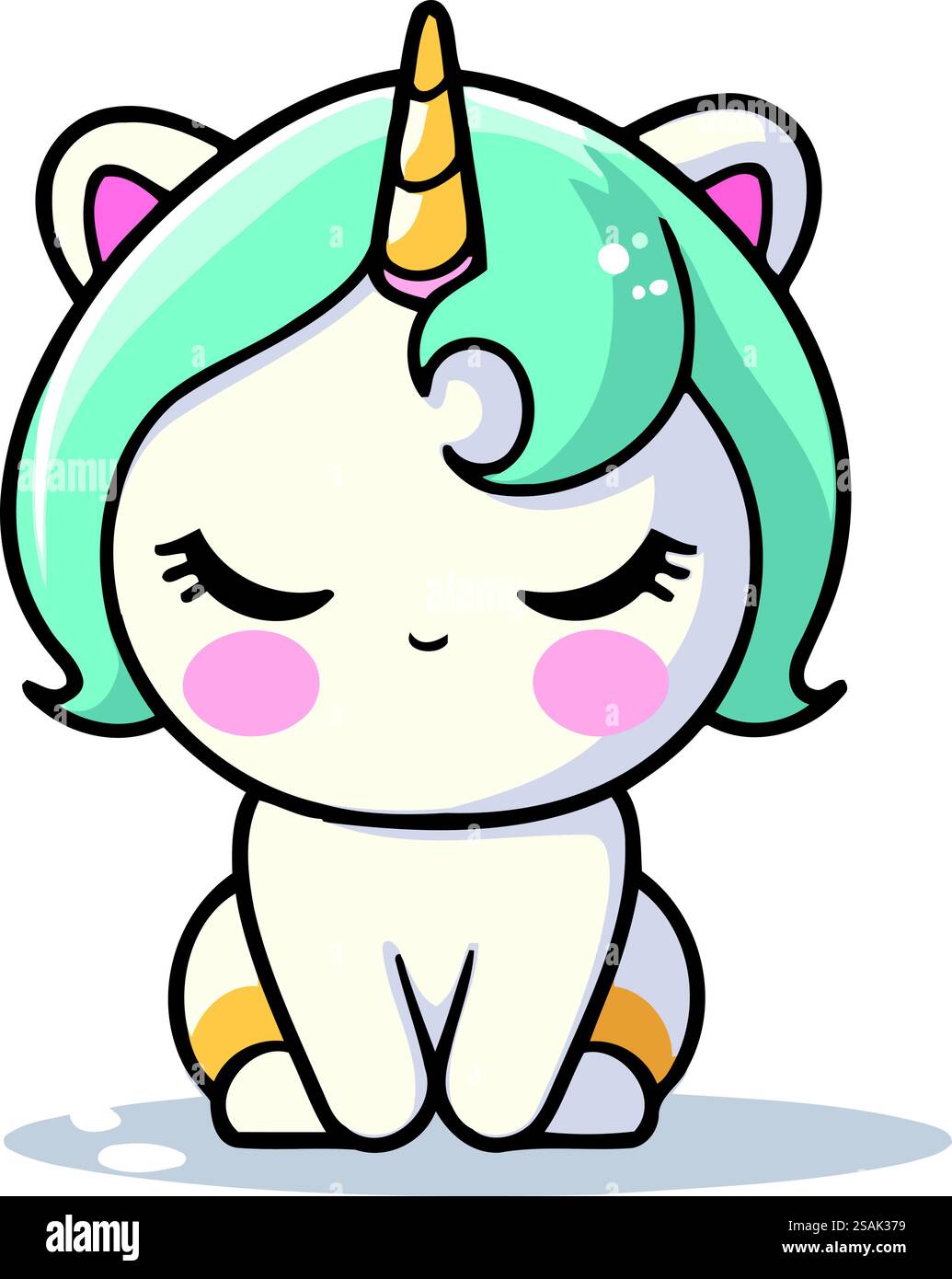 Mignon personnage de dessin animé licorne. Illustration vectorielle isolée sur fond blanc. Illustration de Vecteur