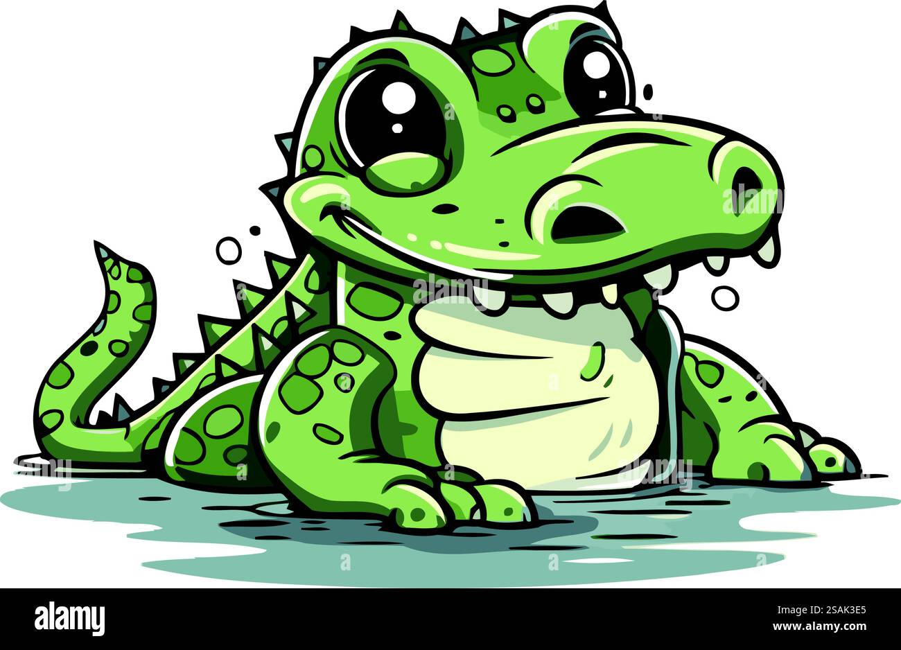 Illustration vectorielle de dessin animé crocodile mignon. Reptile vert drôle. Illustration de Vecteur