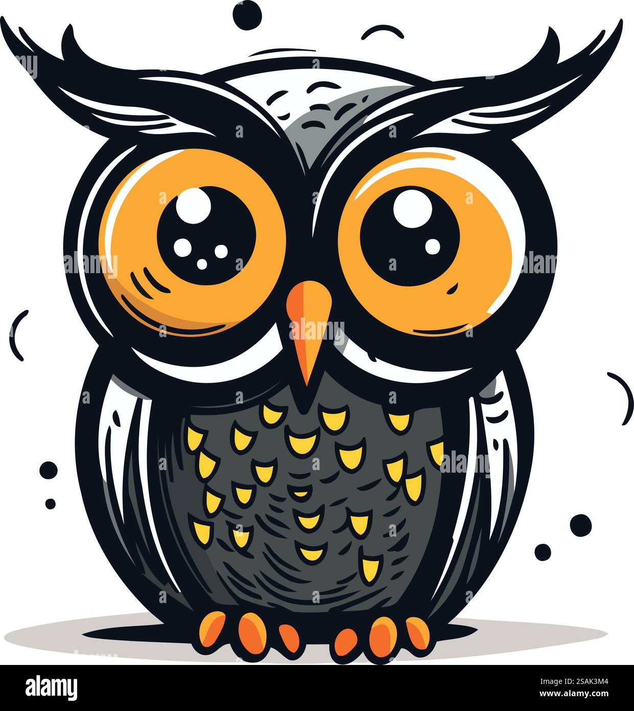 Illustration vectorielle d'un chouette de dessin animé mignon sur un fond blanc. Illustration vectorielle. Illustration de Vecteur