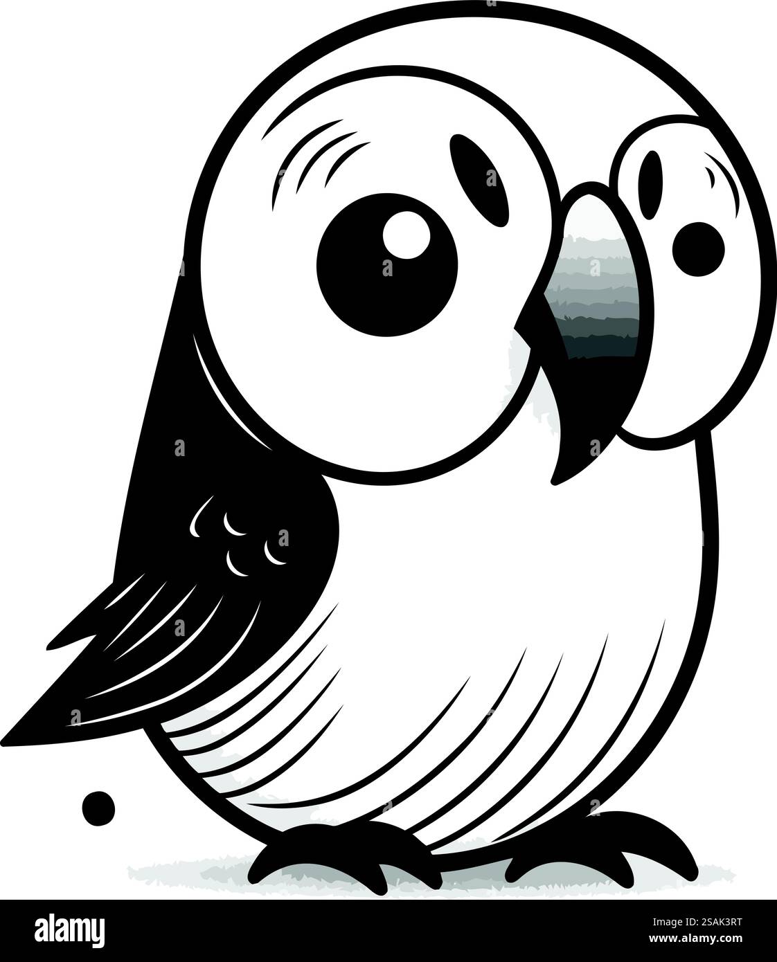 Mignon bande dessinée noir et blanc hibou sur fond blanc. Illustration vectorielle. Illustration de Vecteur