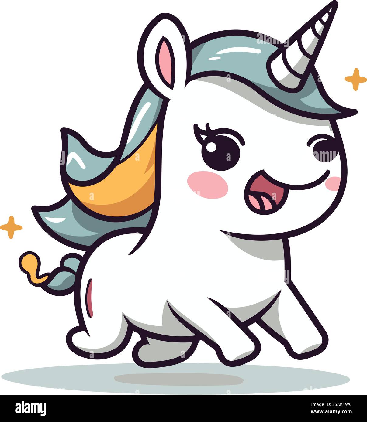 Mignon personnage de mascotte de dessin animé de Unicorn. Illustration vectorielle. Illustration de Vecteur