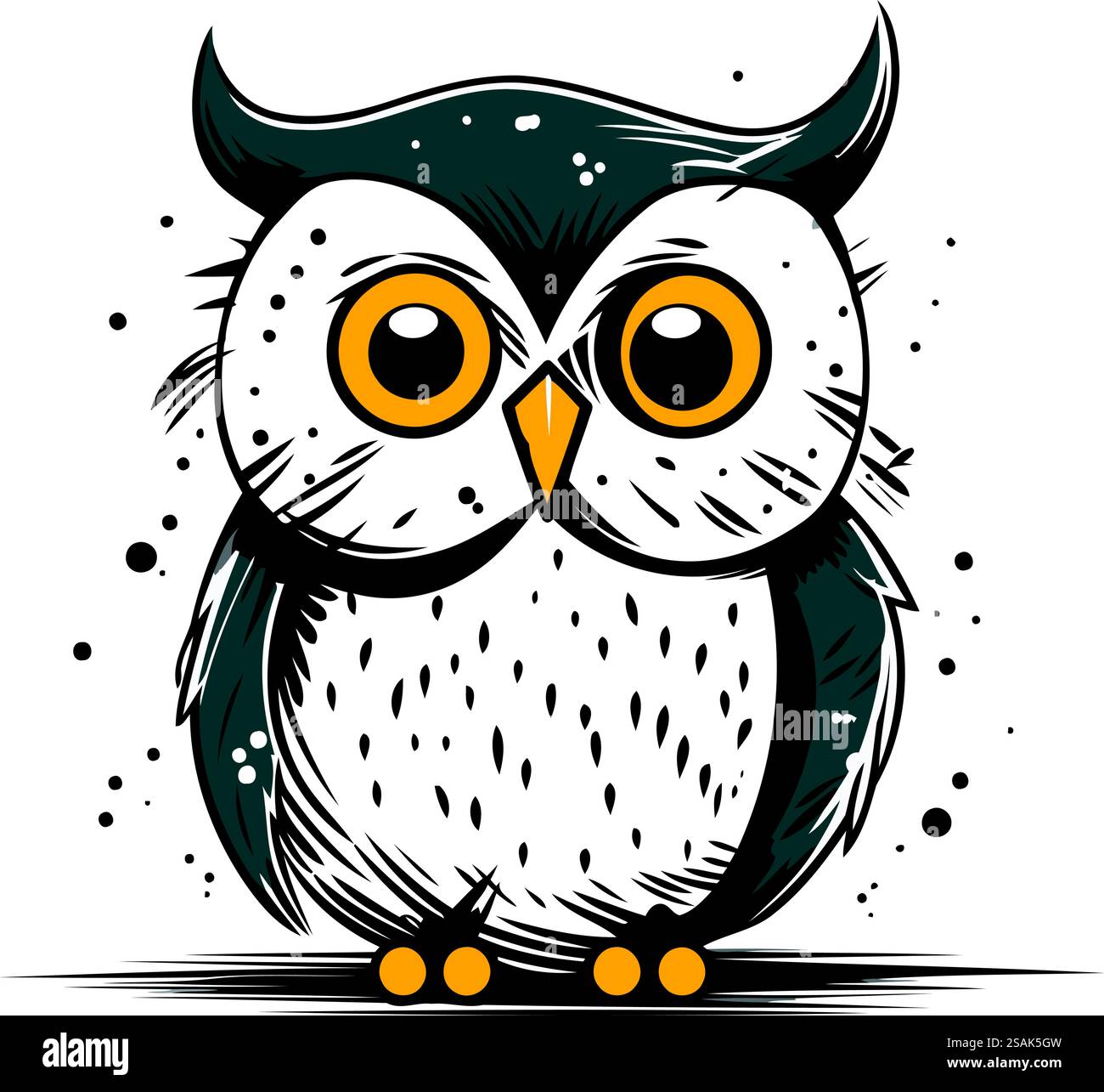 Illustration vectorielle d'un chouette de dessin animé mignon sur un fond blanc. Illustration vectorielle. Illustration de Vecteur