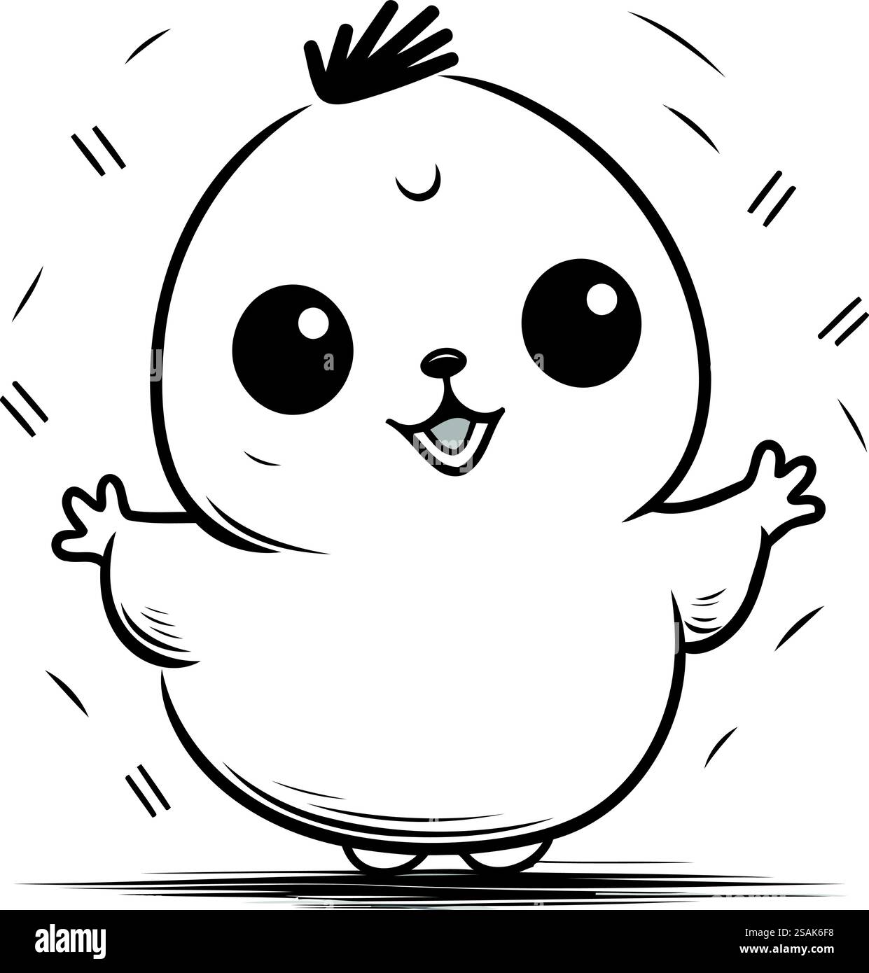 Illustration d'un personnage mignon Chick Cartoon en noir et blanc Illustration de Vecteur