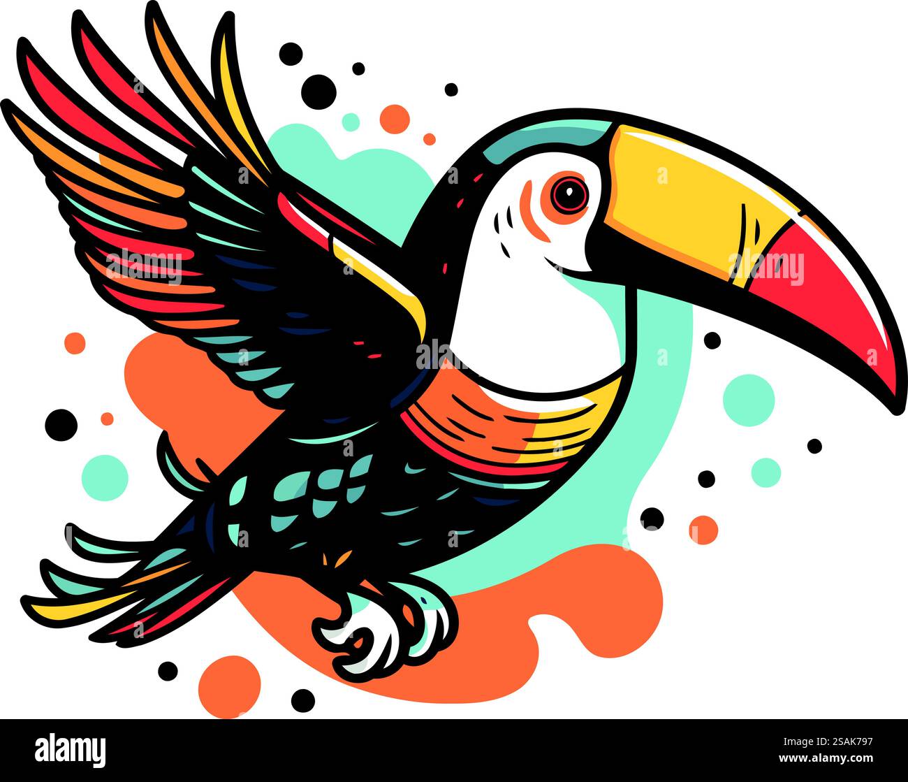 Oiseau toucan. Illustration vectorielle colorée dans le style de bande dessinée. Illustration de Vecteur