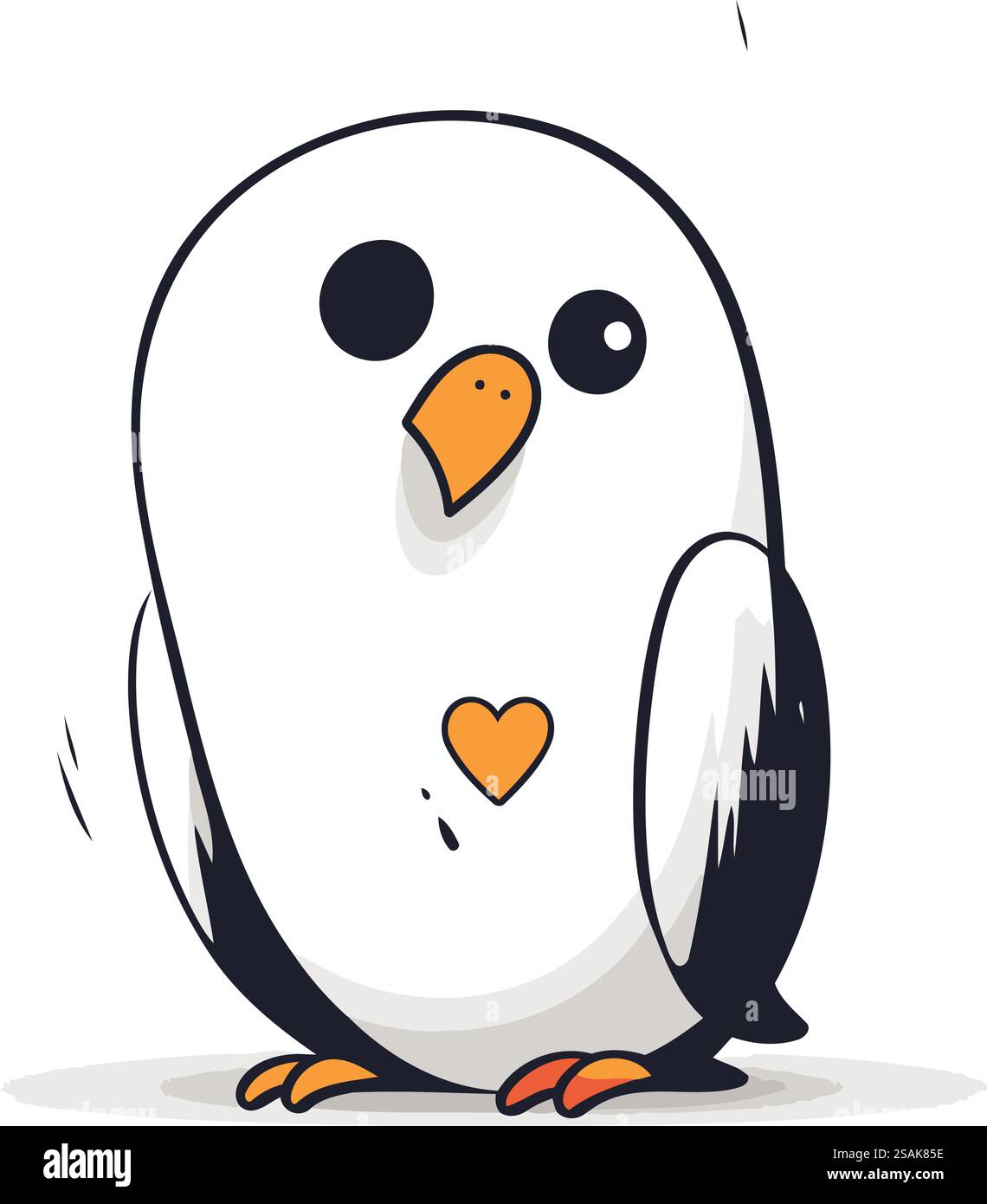 Pingouin avec coeur dans son bec. Illustration vectorielle. Illustration de Vecteur