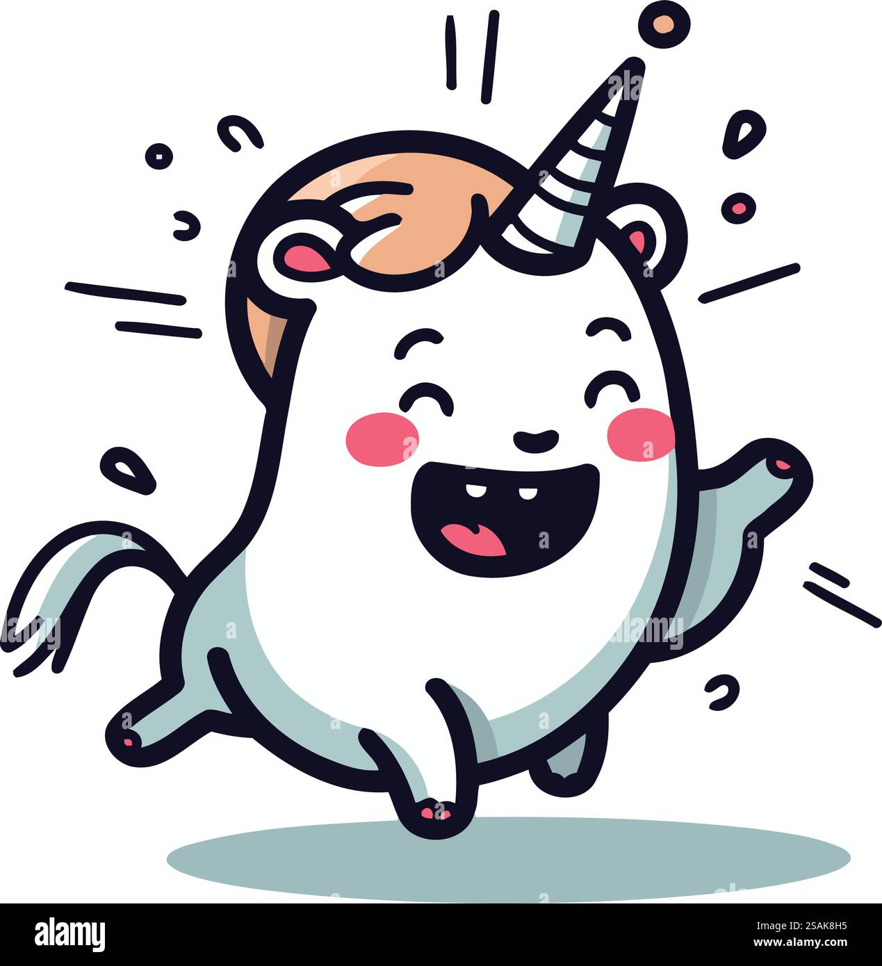 Jolie licorne en cours d'exécution. Illustration vectorielle. Isolé sur fond blanc. Illustration de Vecteur