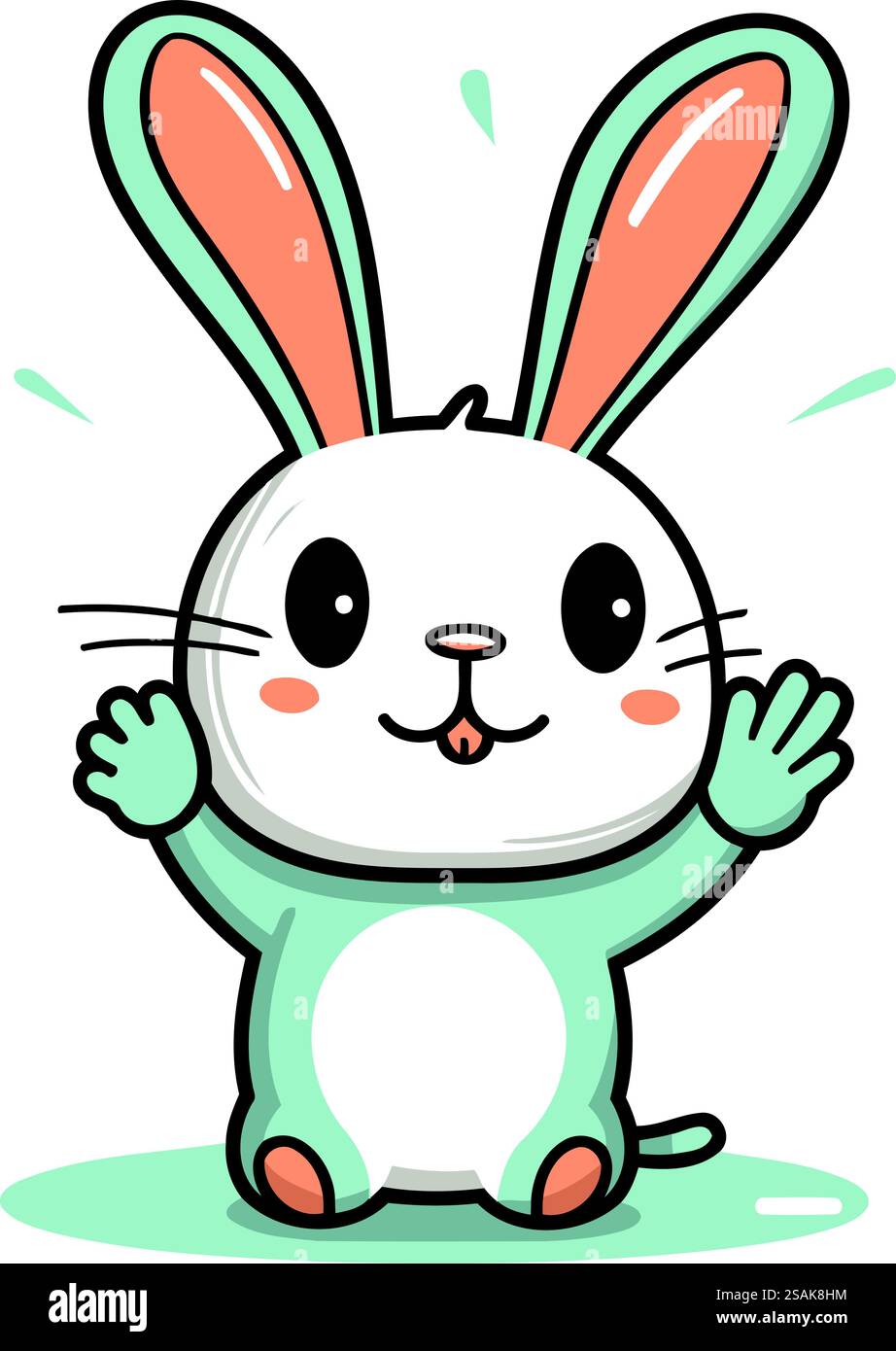 Personnage de dessin animé lapin. Illustration vectorielle isolée sur fond blanc. Illustration de Vecteur