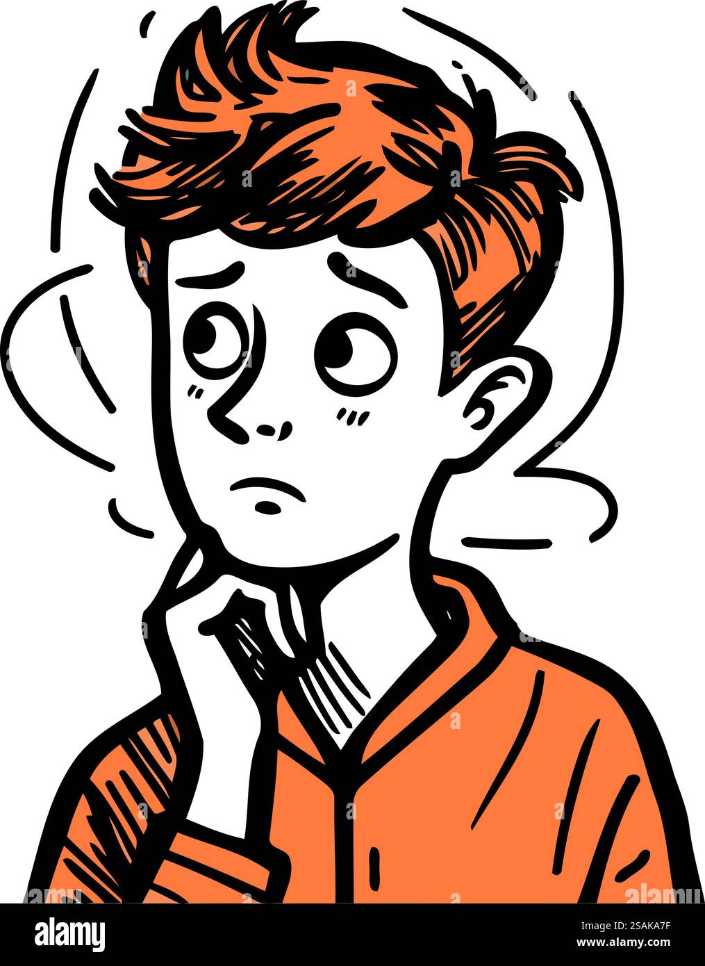 L'homme pense. Illustration vectorielle d'un homme avec un visage réfléchi. Illustration de Vecteur