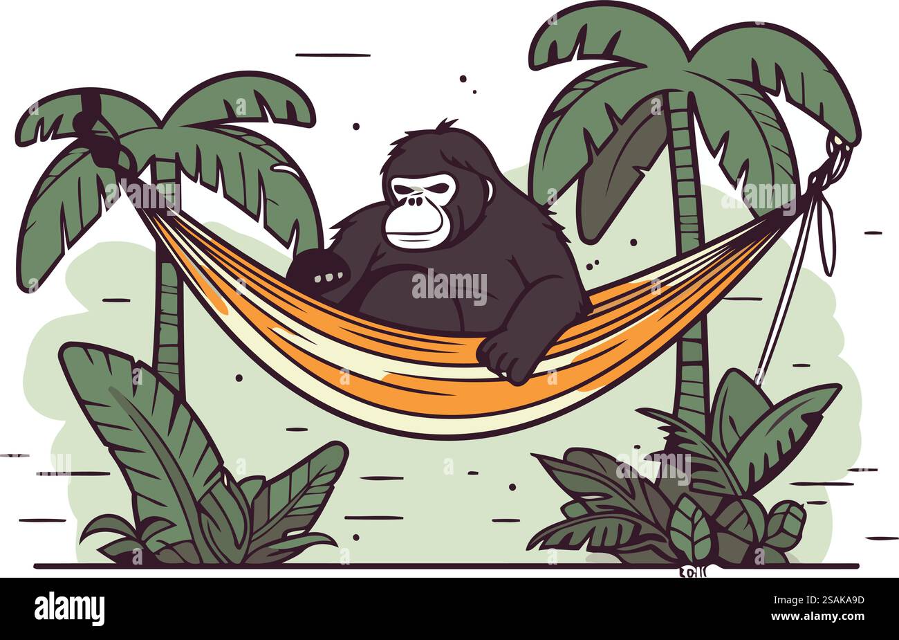 Gorilla dans un hamac. Illustration vectorielle dans le style de bande dessinée. Illustration de Vecteur Gorilla dans un hamac. Illustration vectorielle dans le style de bande dessinée. Illustration de Vecteur