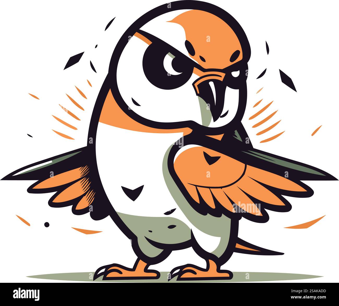 Illustration vectorielle de dessin animé de mignon petit pingouin avec de grands yeux. Illustration de Vecteur