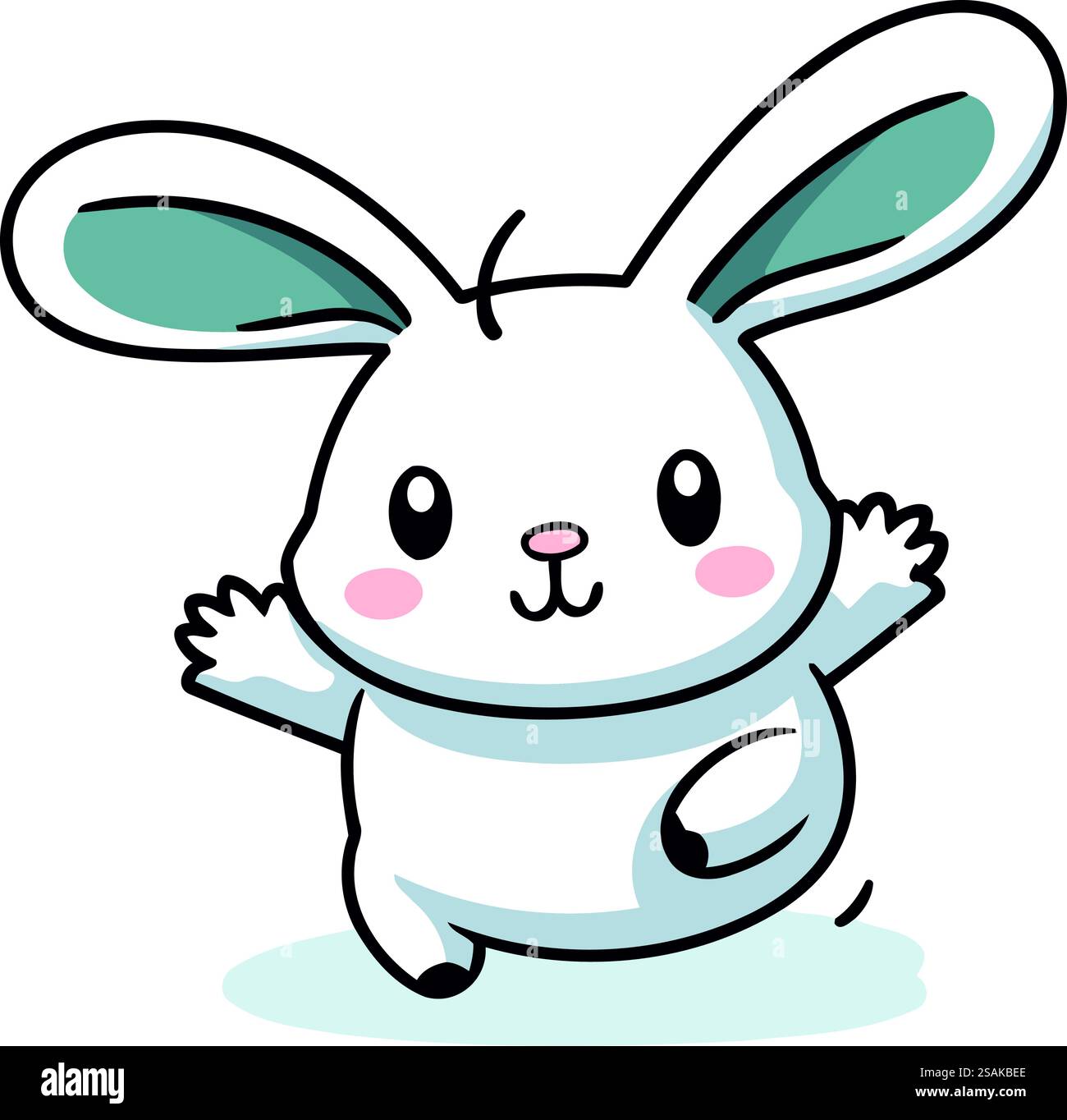 Illustration vectorielle de personnage de dessin animé de lapin blanc mignon. Joyeuses pâques design. Illustration de Vecteur