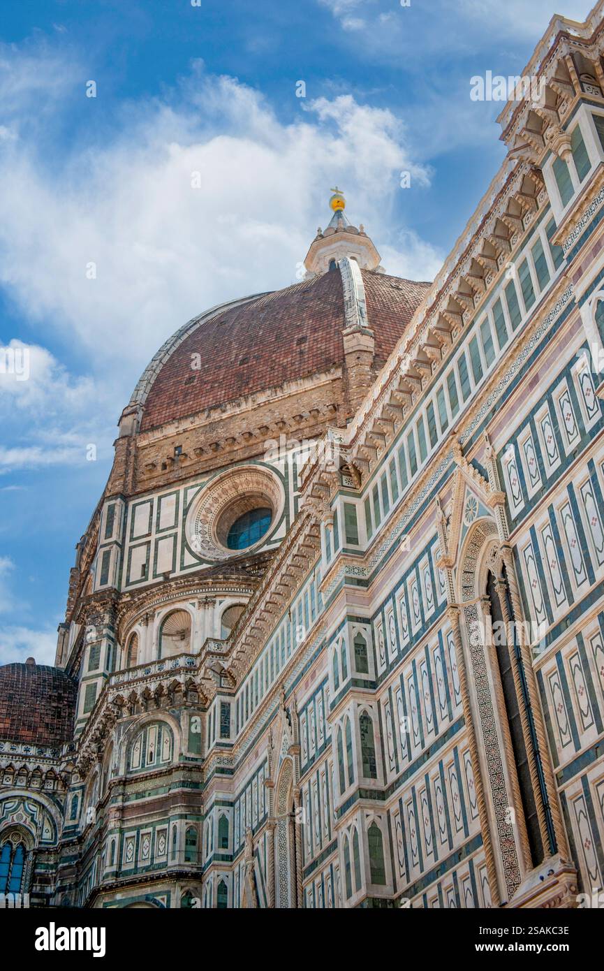 Détail du dôme de la cathédrale de Florence (Santa Maria del Fiore) en Toscane, Italie Banque D'Images