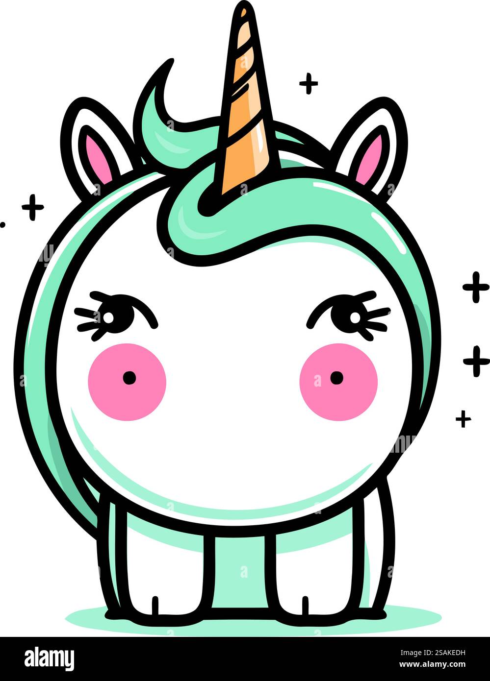 Mignon personnage de dessin animé licorne. Illustration vectorielle dans le style de conception plate. Illustration de Vecteur