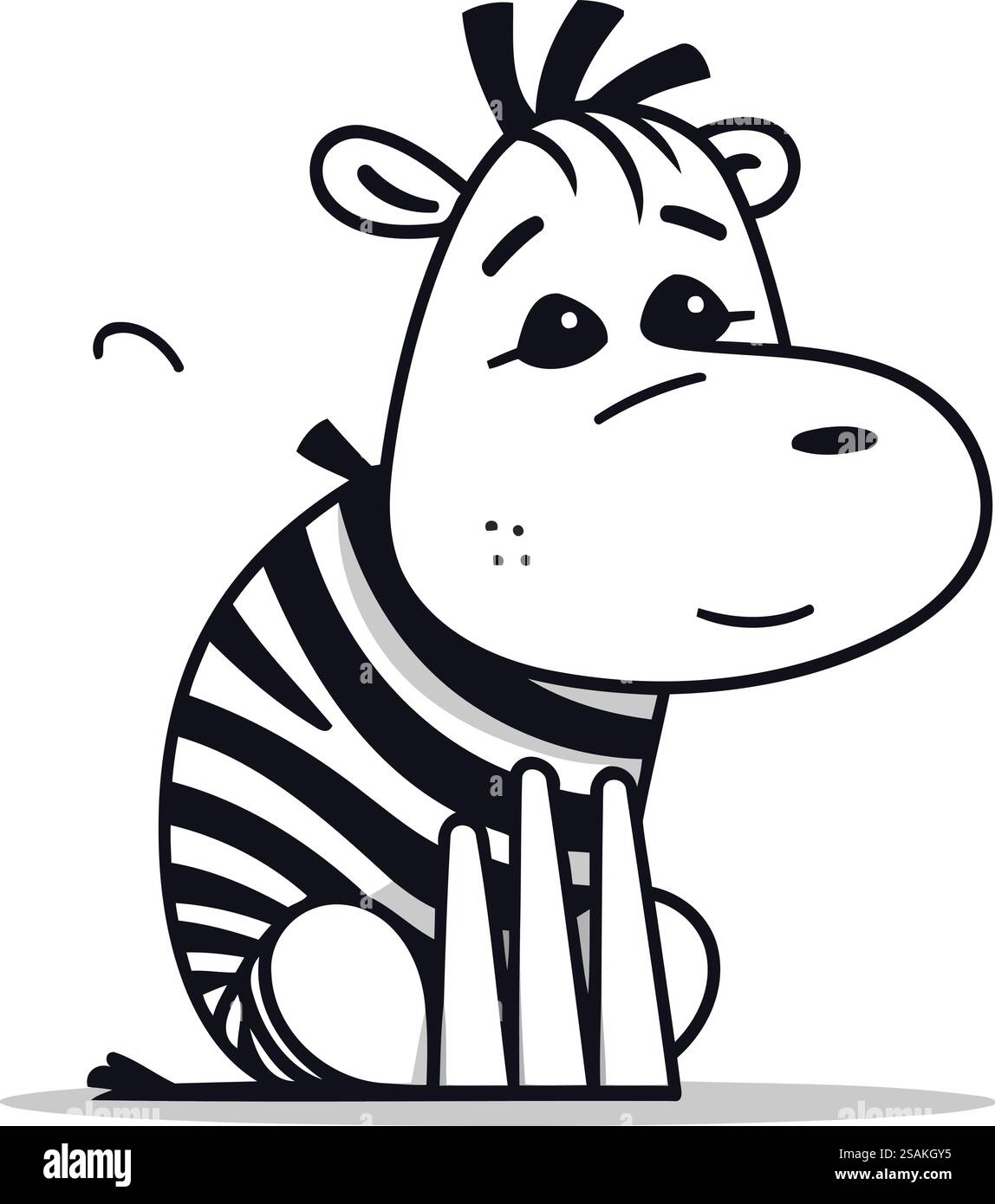 Personnage de dessin animé zèbre. Illustration vectorielle en noir et blanc. Illustration de Vecteur