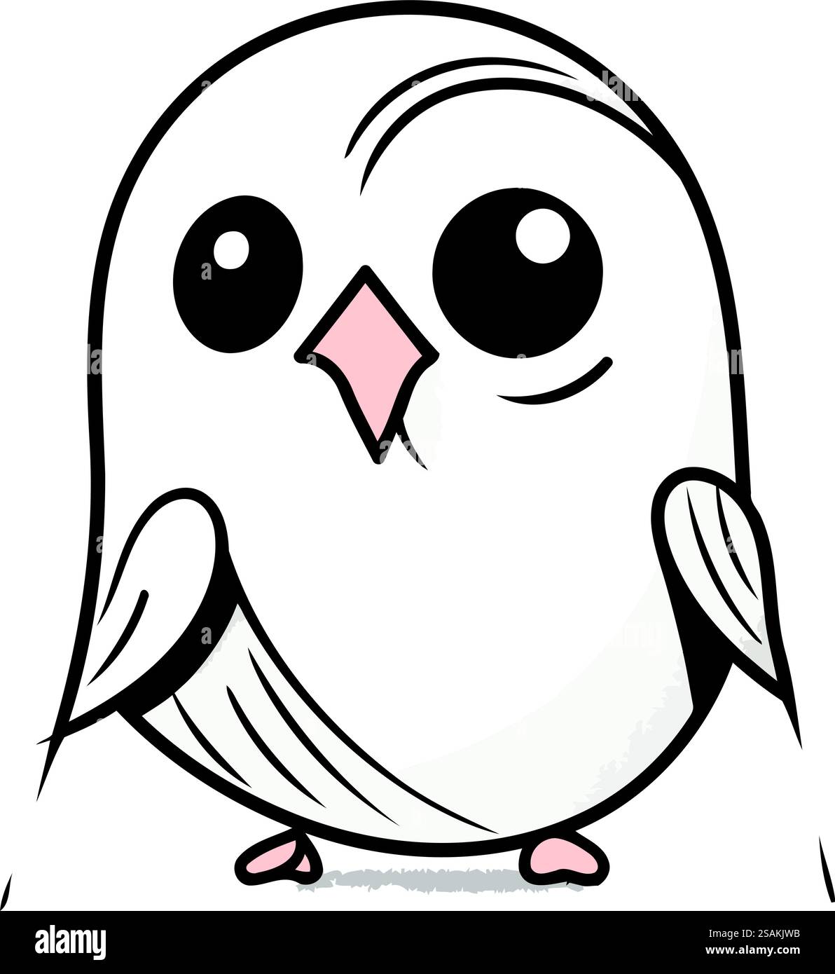 Mignon hibou blanc de dessin animé isolé sur fond blanc. Illustration vectorielle. Illustration de Vecteur
