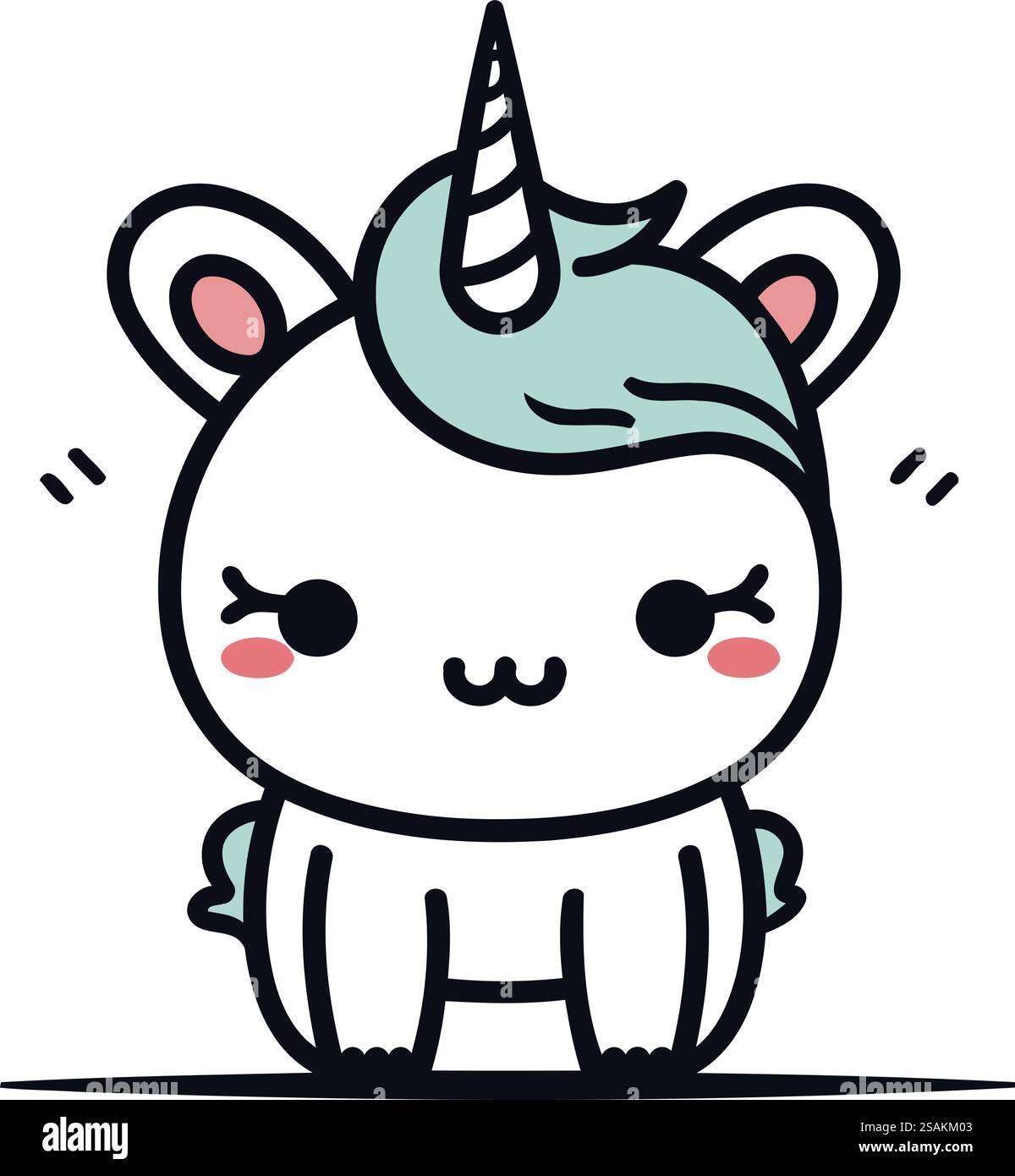 mignon licorne dessin animé kawaii mignon style de ligne d'illustration vectorielle d'animal Illustration de Vecteur