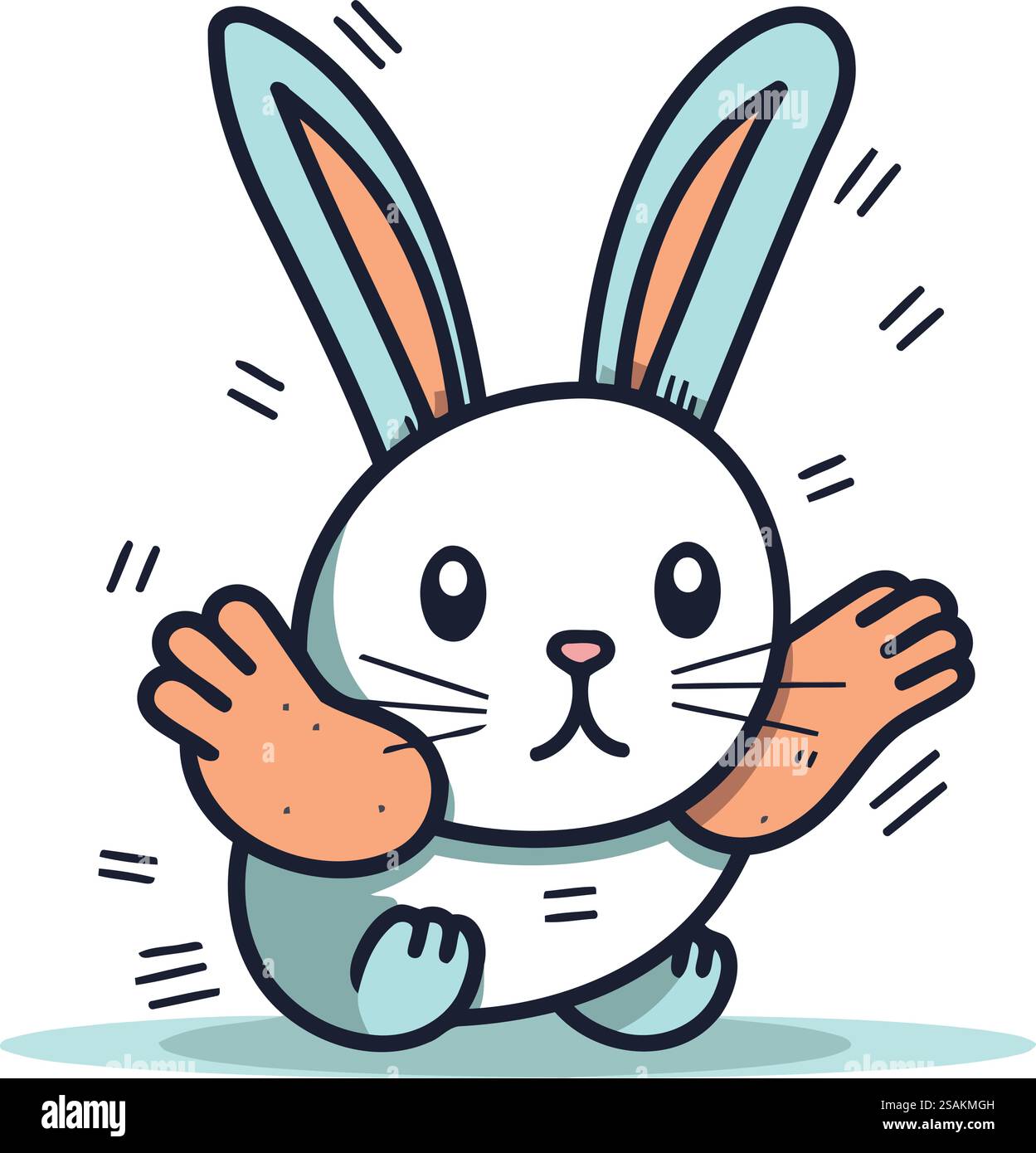 Lapin à bras ouverts. Personnage de dessin animé mignon. Illustration vectorielle. Illustration de Vecteur