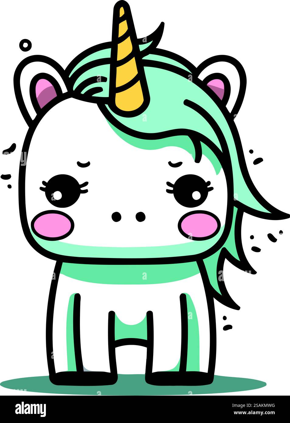 Mignon personnage de mascotte de dessin animé de Unicorn. Illustration vectorielle. Illustration de Vecteur