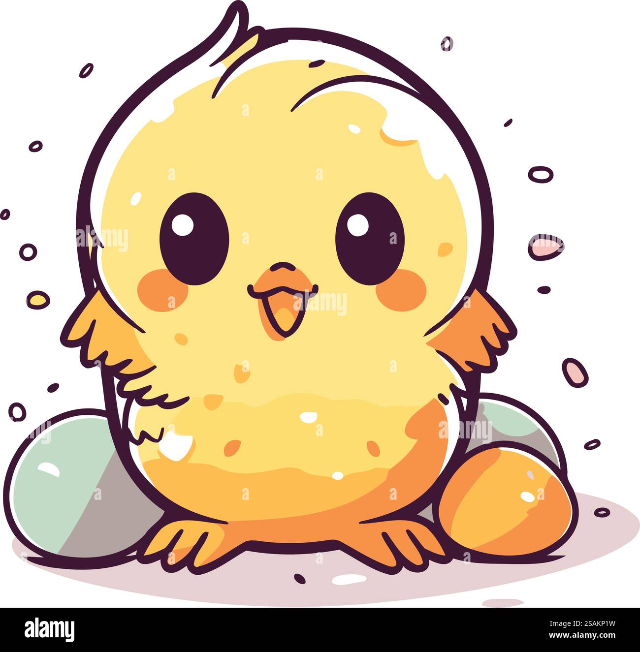 Illustration d'un mignon petit poulet avec des coquilles d'œufs. Illustration de Vecteur Illustration d'un mignon petit poulet avec des coquilles d'œufs. Illustration de Vecteur