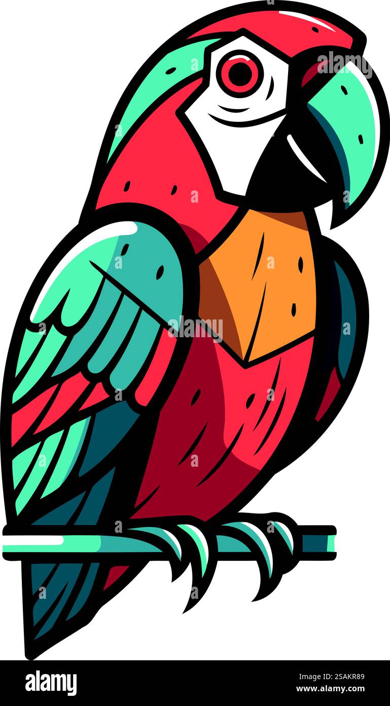 Illustration vectorielle colorée d'un perroquet d'aras isolé sur fond blanc Illustration de Vecteur