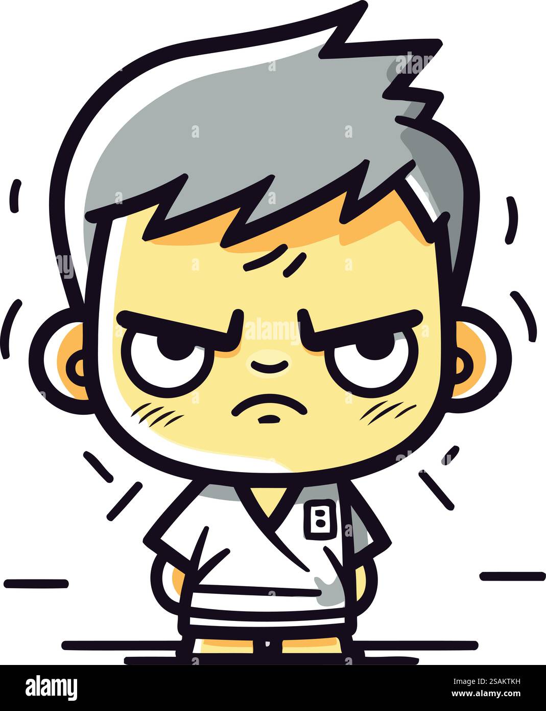 Angry Old Man Cartoon Mascot Illustration vectorielle de personnage. Illustration de Vecteur