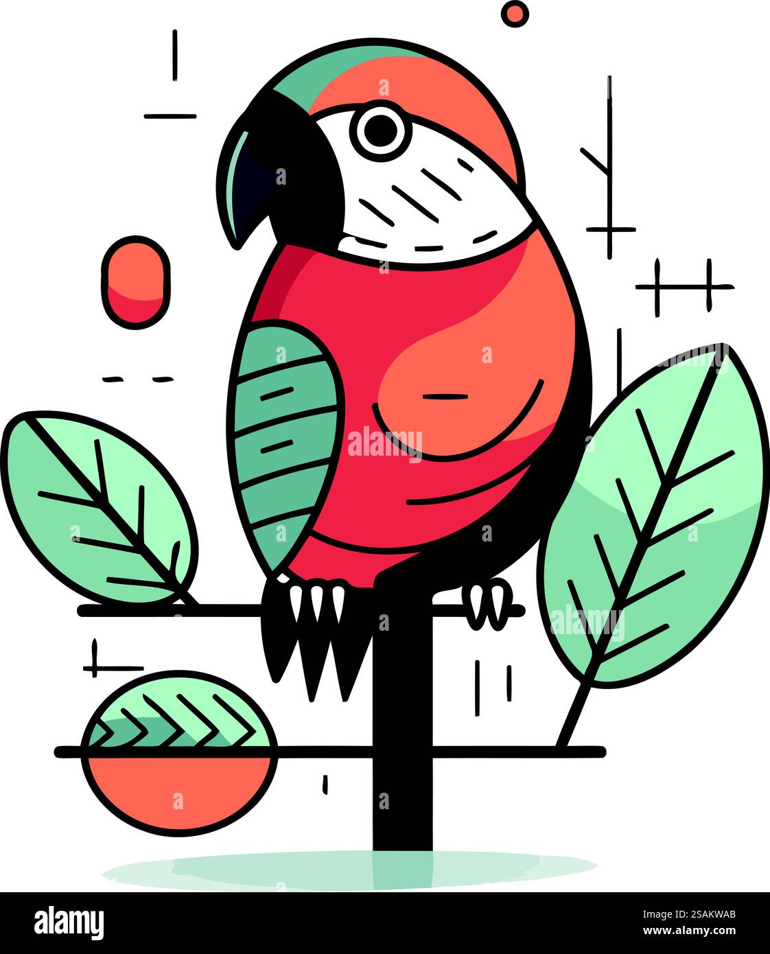 Perroquet assis sur un arbre. Illustration vectorielle dans le style plat. Illustration de Vecteur Perroquet assis sur un arbre. Illustration vectorielle dans le style plat. Illustration de Vecteur