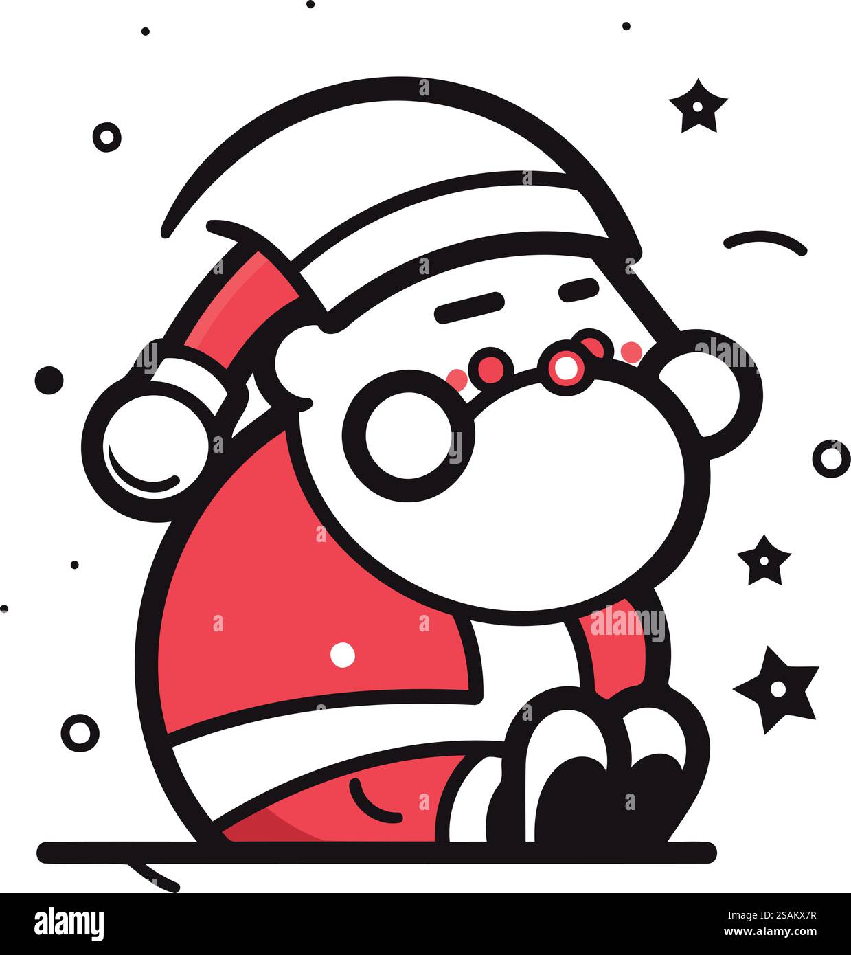 Noël Père Noël sur fond blanc. Illustration vectorielle dans le style dessin au trait. Illustration de Vecteur