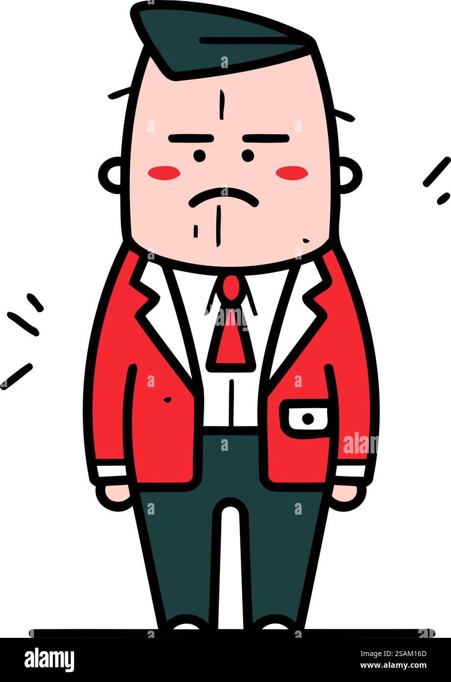 Homme triste en costume. Illustration vectorielle dans la conception de style de ligne mince. Illustration de Vecteur