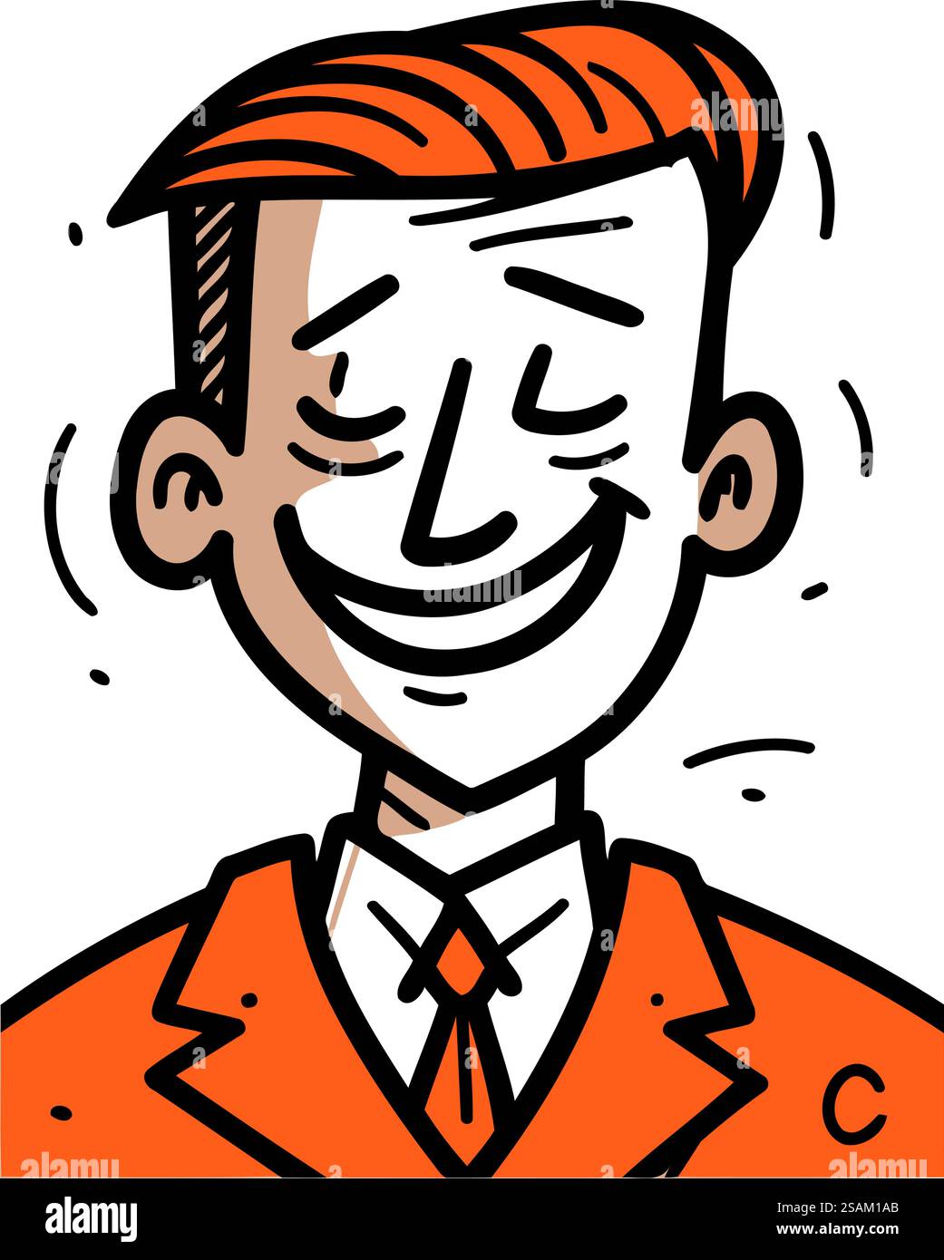 Homme souriant en costume. Illustration vectorielle d'un homme d'affaires heureux. Illustration de Vecteur
