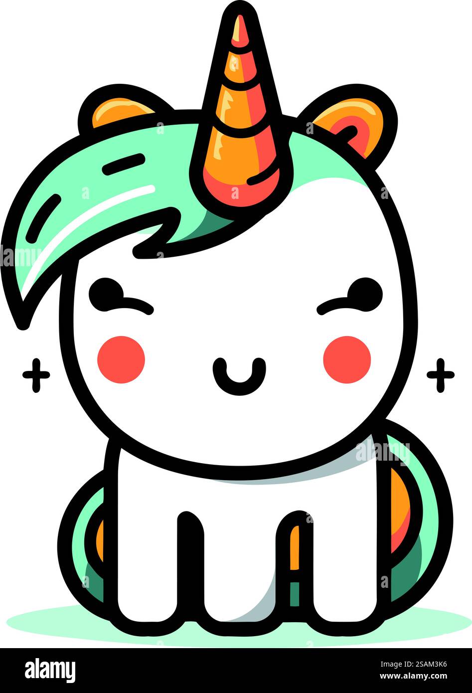 Mignon personnage de dessin animé licorne. Illustration vectorielle. Isolé sur fond blanc. Illustration de Vecteur