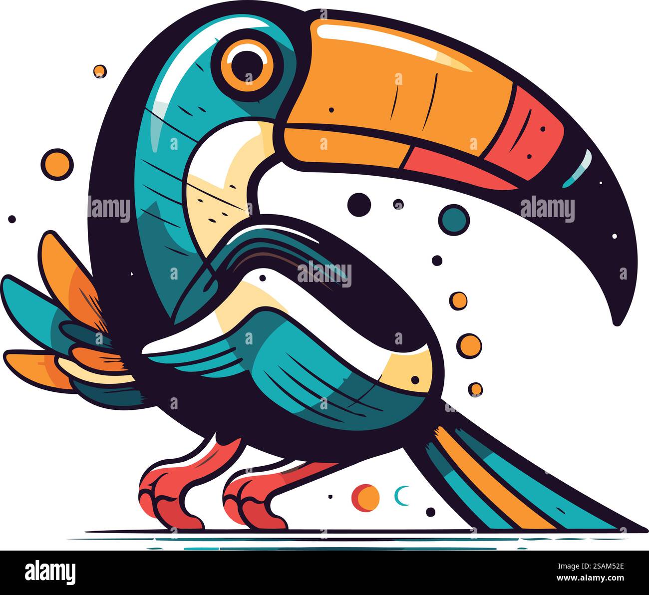 Oiseau toucan tropical. Illustration vectorielle dans le style de bande dessinée. Illustration de Vecteur